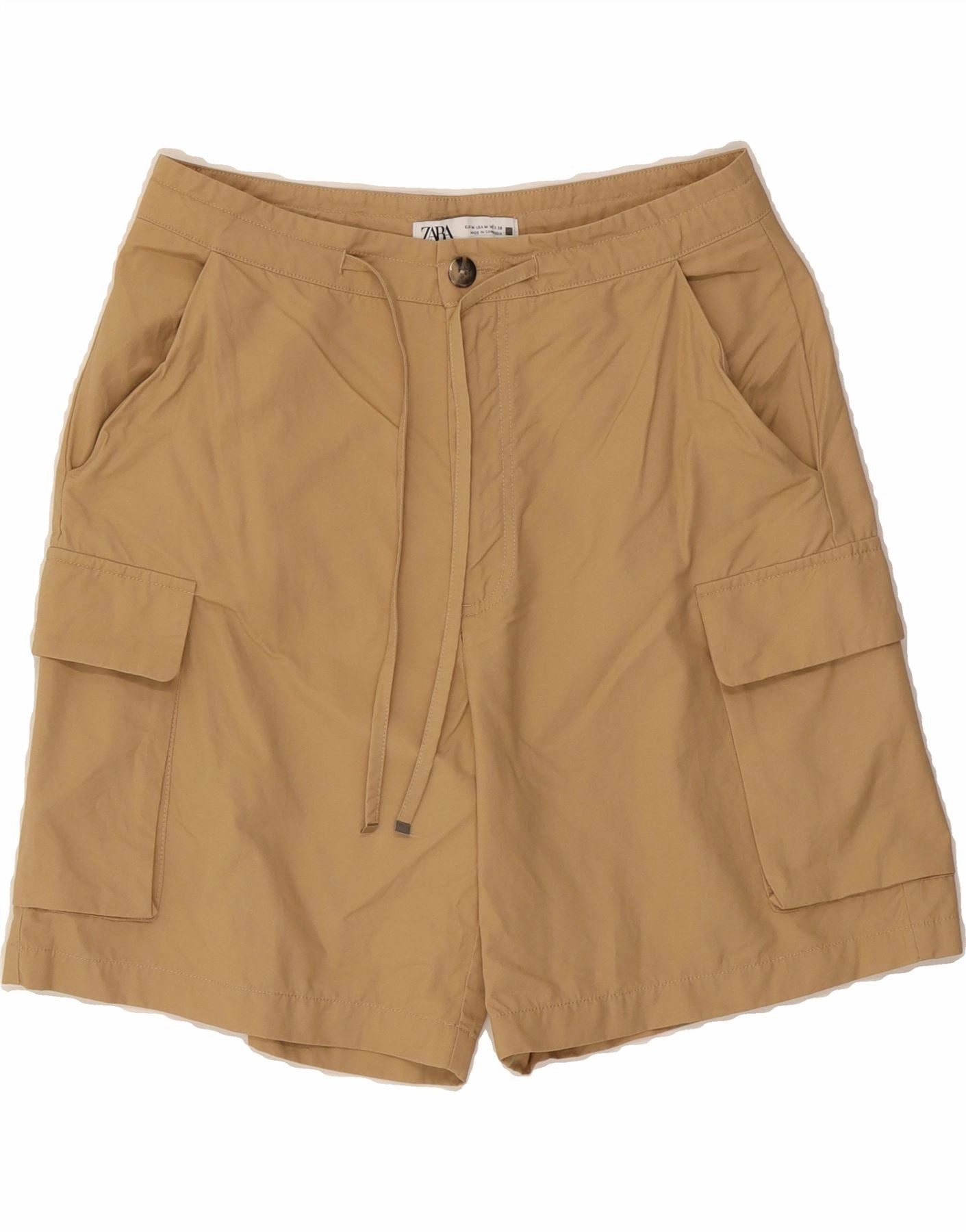 ZARA Mens Cargo Shorts Medium W32 Beige Cotton Ombre effect