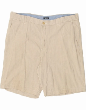 Smooth Fit IZOD Mens Chino Shorts W40 XL Beige Pinstripe Cotton