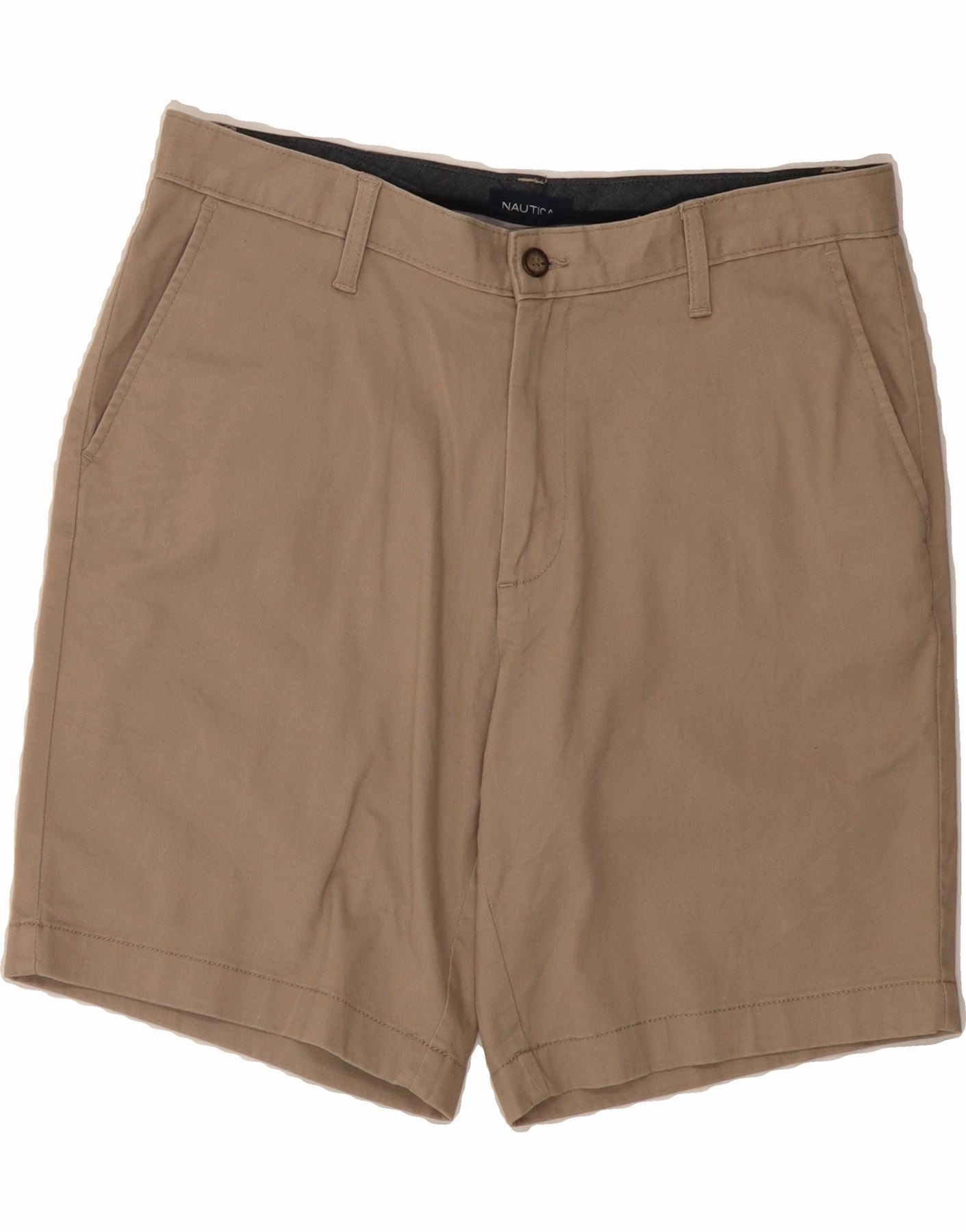 NAUTICA Mens Chino Shorts W34 Large  Khaki Cotton Quick Adjust Toggles Active Performance