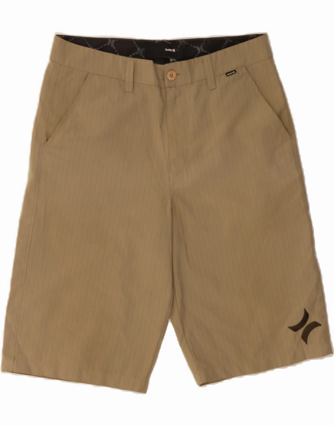 Fashion Accessory HURLEY Mens Chino Shorts W32 Medium Beige Striped Polyester