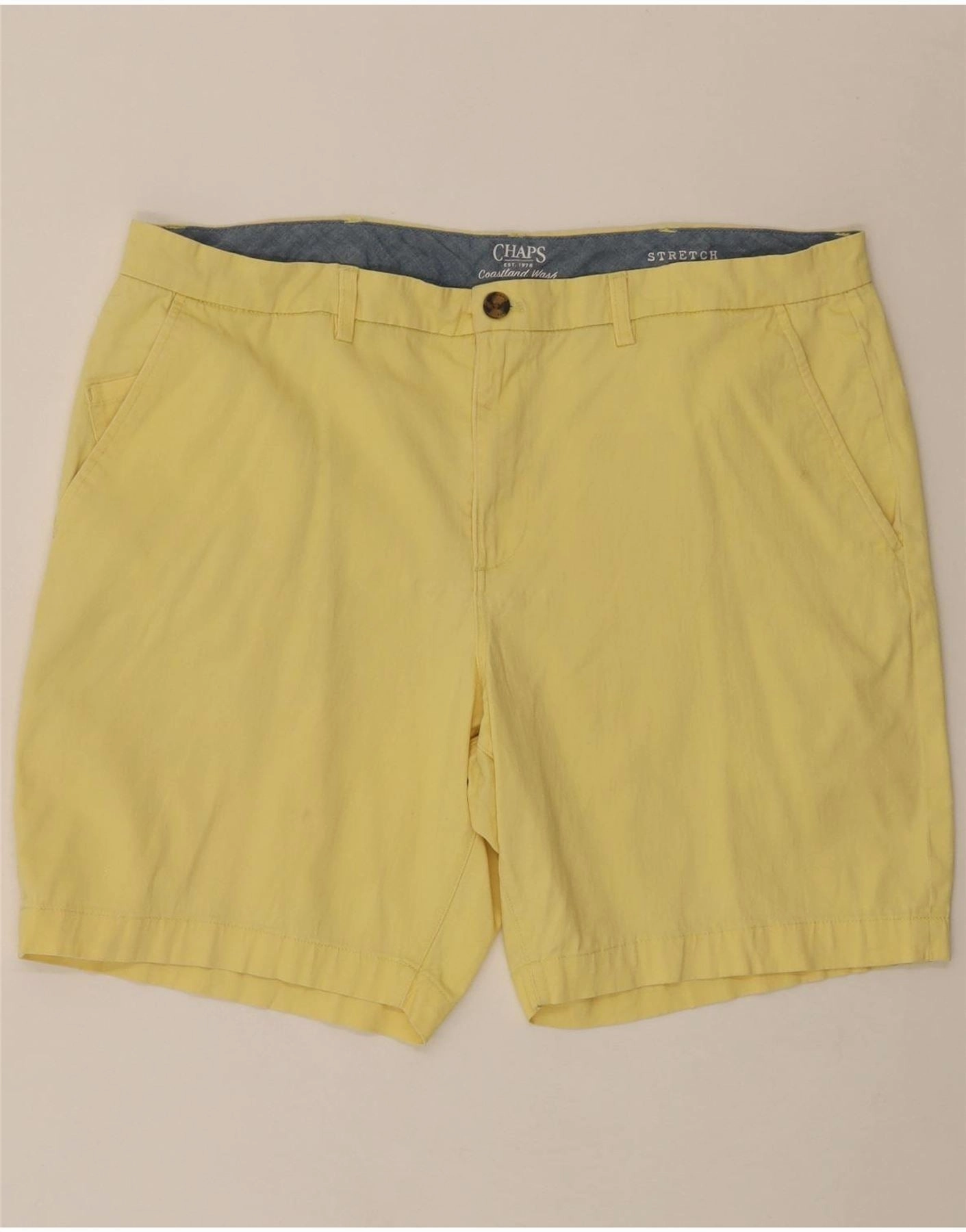 CHAPS Mens Stretch Chino Shorts W40 XL Yellow Cotton Sport Mood