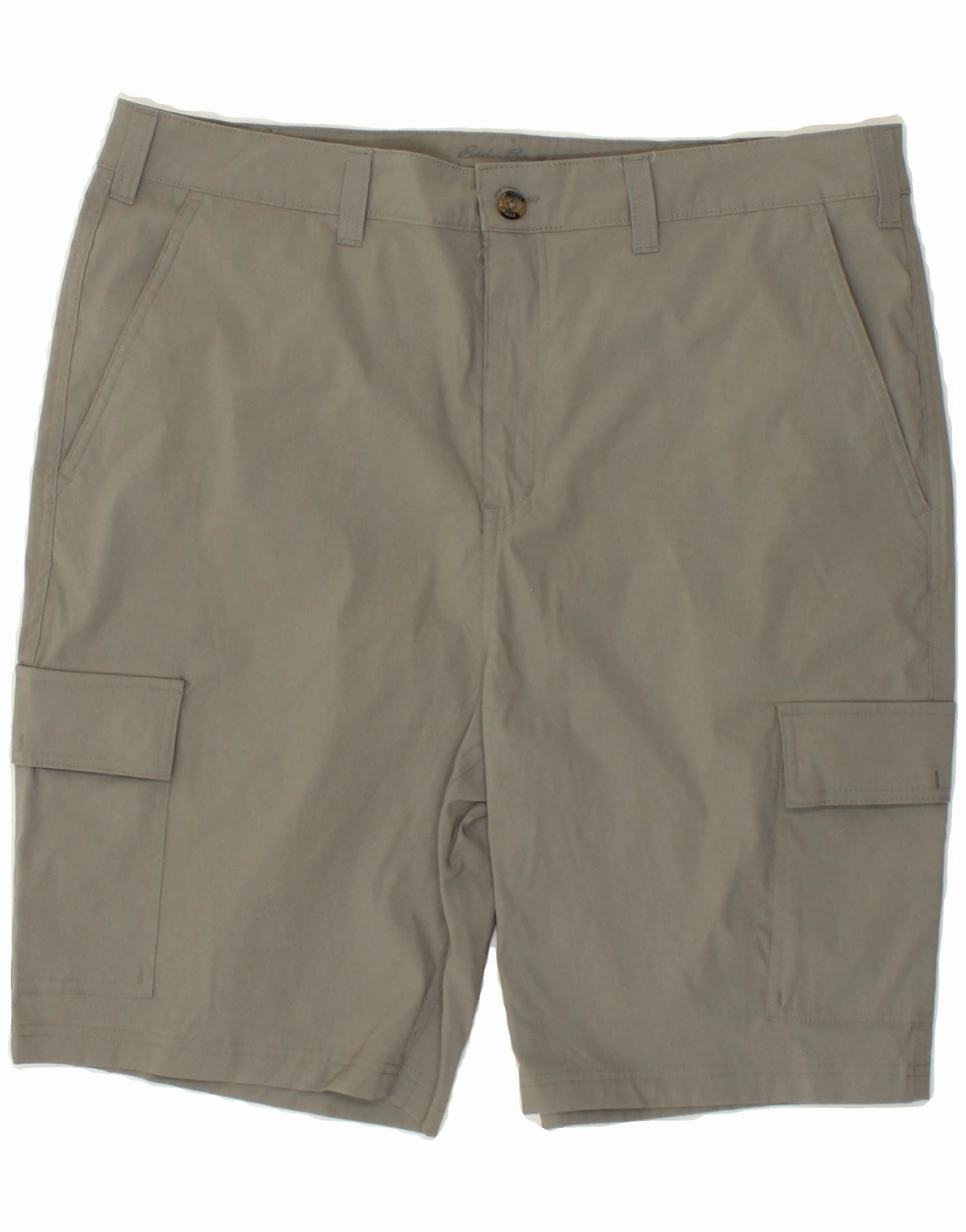 Easy Care Fabric EDDIE BAUER Mens Cargo Shorts W36 Large  Grey Nylon