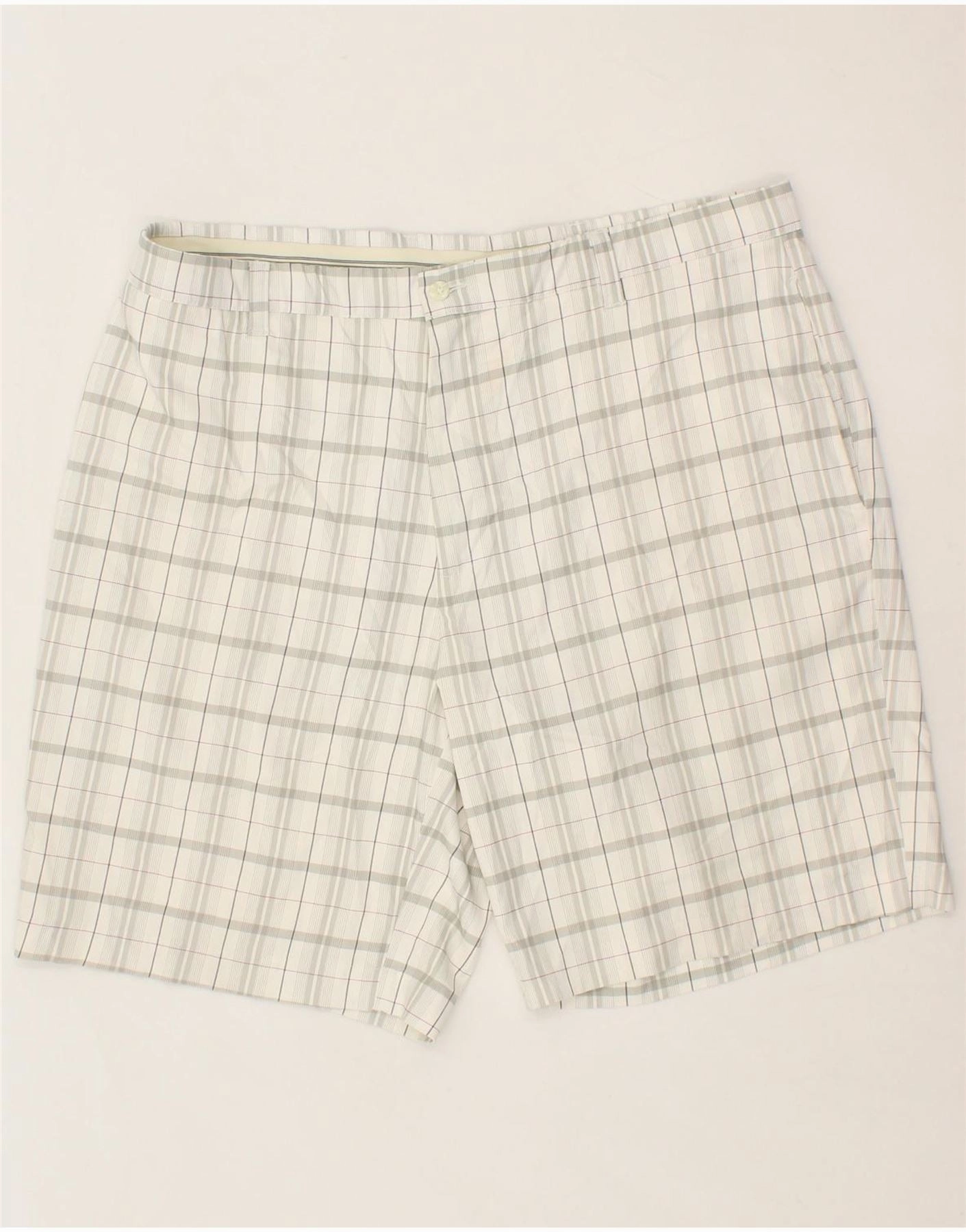 DOCKERS Mens Chino Shorts W40 XL White Check Polyester Durable Material