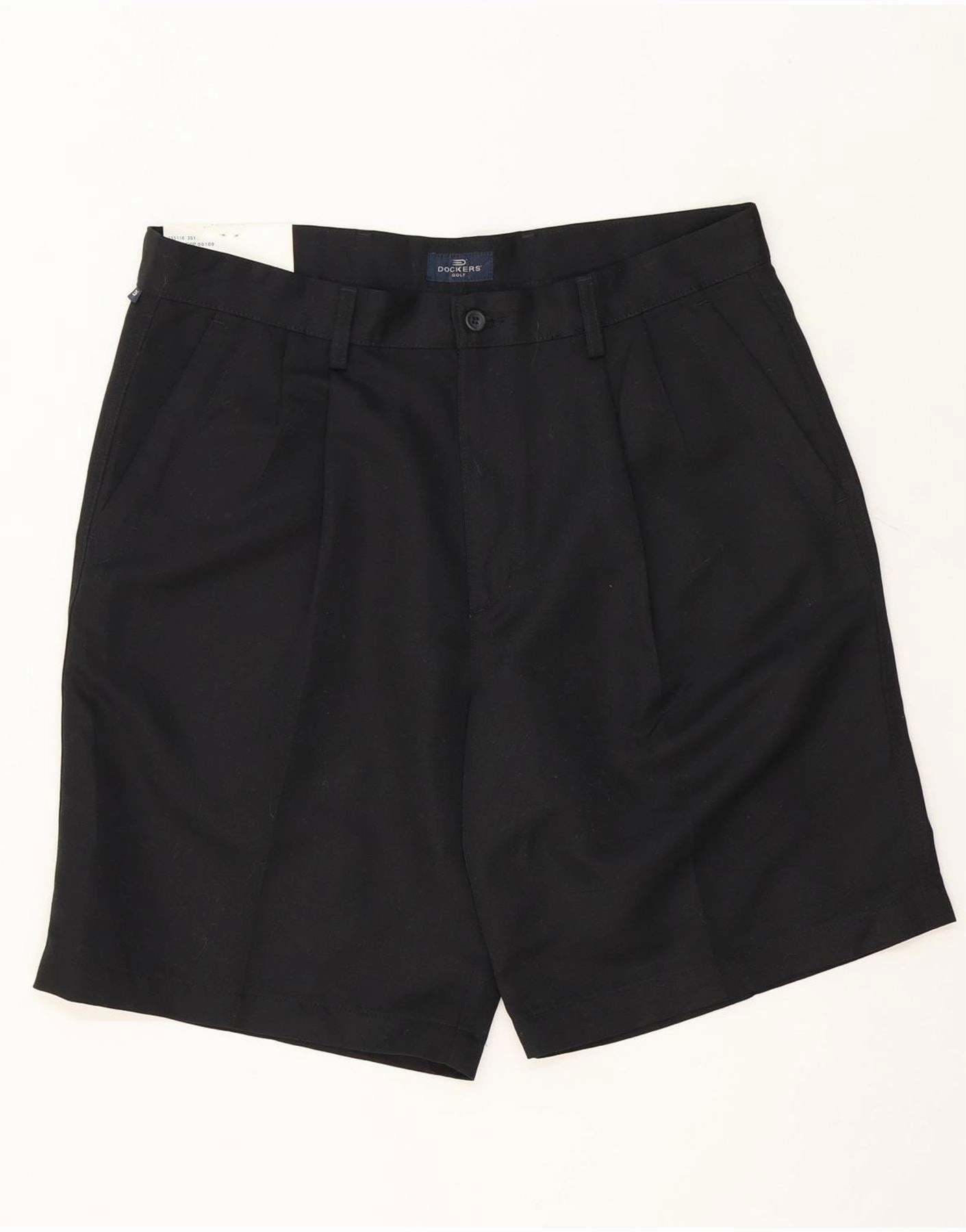DOCKERS Mens Golf Relaxed Fit Pegged Chino Shorts W34 Large Black Metallic accents Ultra Soft Waistband