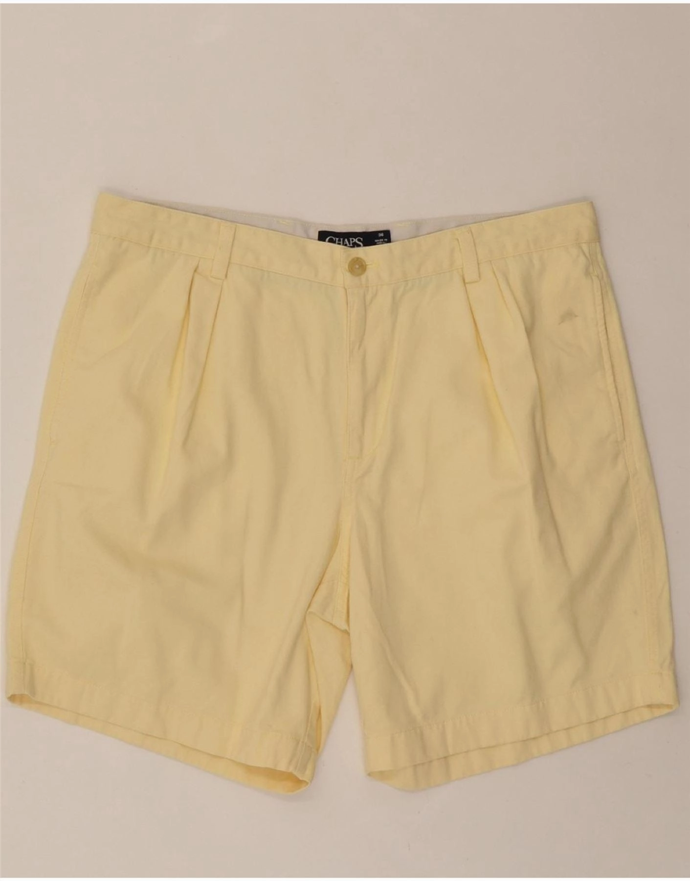 CHAPS Mens Pegged Chino Shorts W36 Large Yellow Cotton Light Fabric