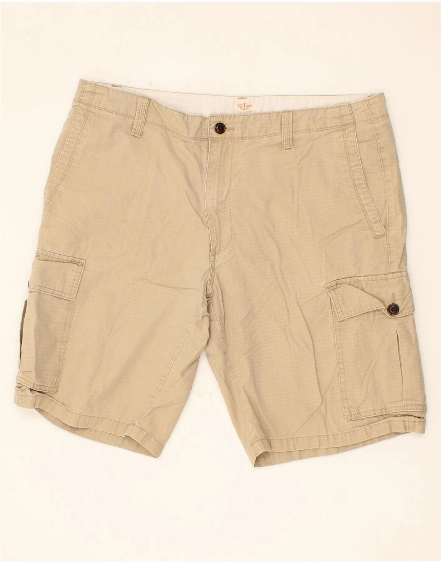 ReflectiveAccents DOCKERS Mens Cargo Shorts W36 Large Beige Striped Cotton