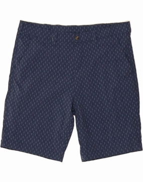 EDDIE BAUER Mens Chino Shorts W40 XL Navy Blue Spotted Nylon Fun Patterns Ripstop Material