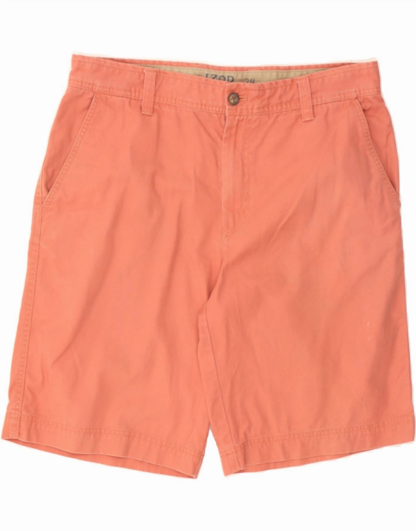 IZOD Mens Salt Water Chino Shorts W34 Large Pink Cotton Stretch Layers
