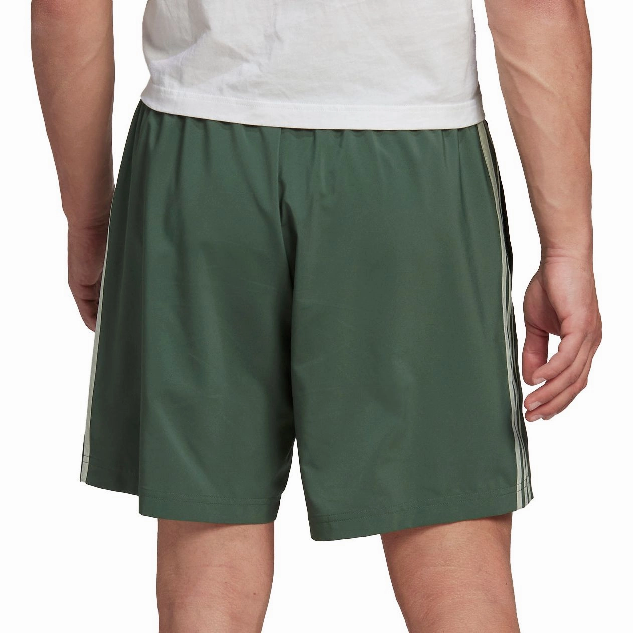 adidas AeroReady Essentials Chelsea 3 Stripes Mens Training Shorts - Green Comfort Stretch Fit Wrinkle-Resistant