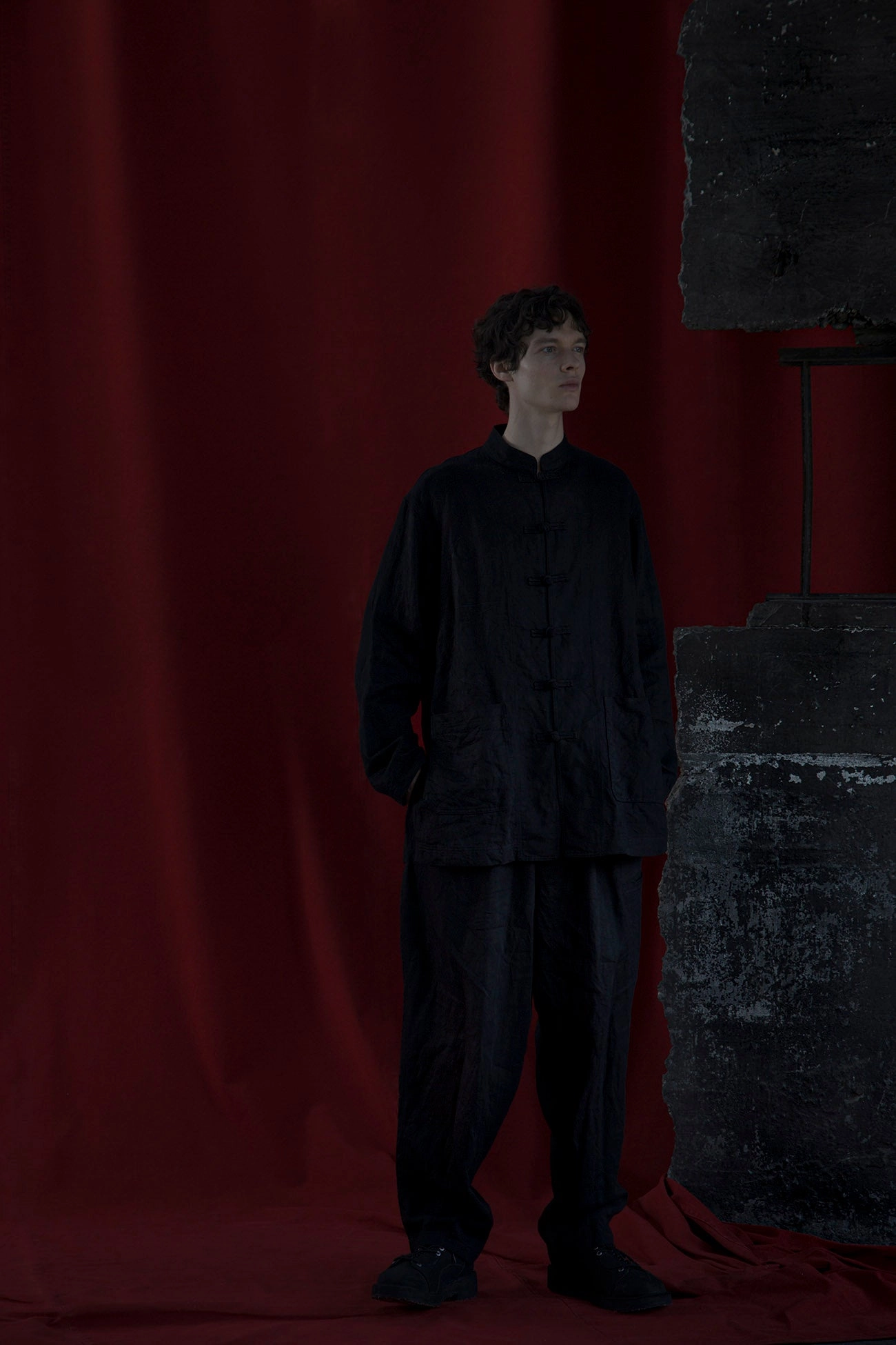 Lightweight Fit No Frills Fit S??YTE ?? GDC Collaborate Collection- VINTAGE LINEN CHINO CLOTH OCTAGON STAR EMBROIDERY WAIST-STRING PANTS