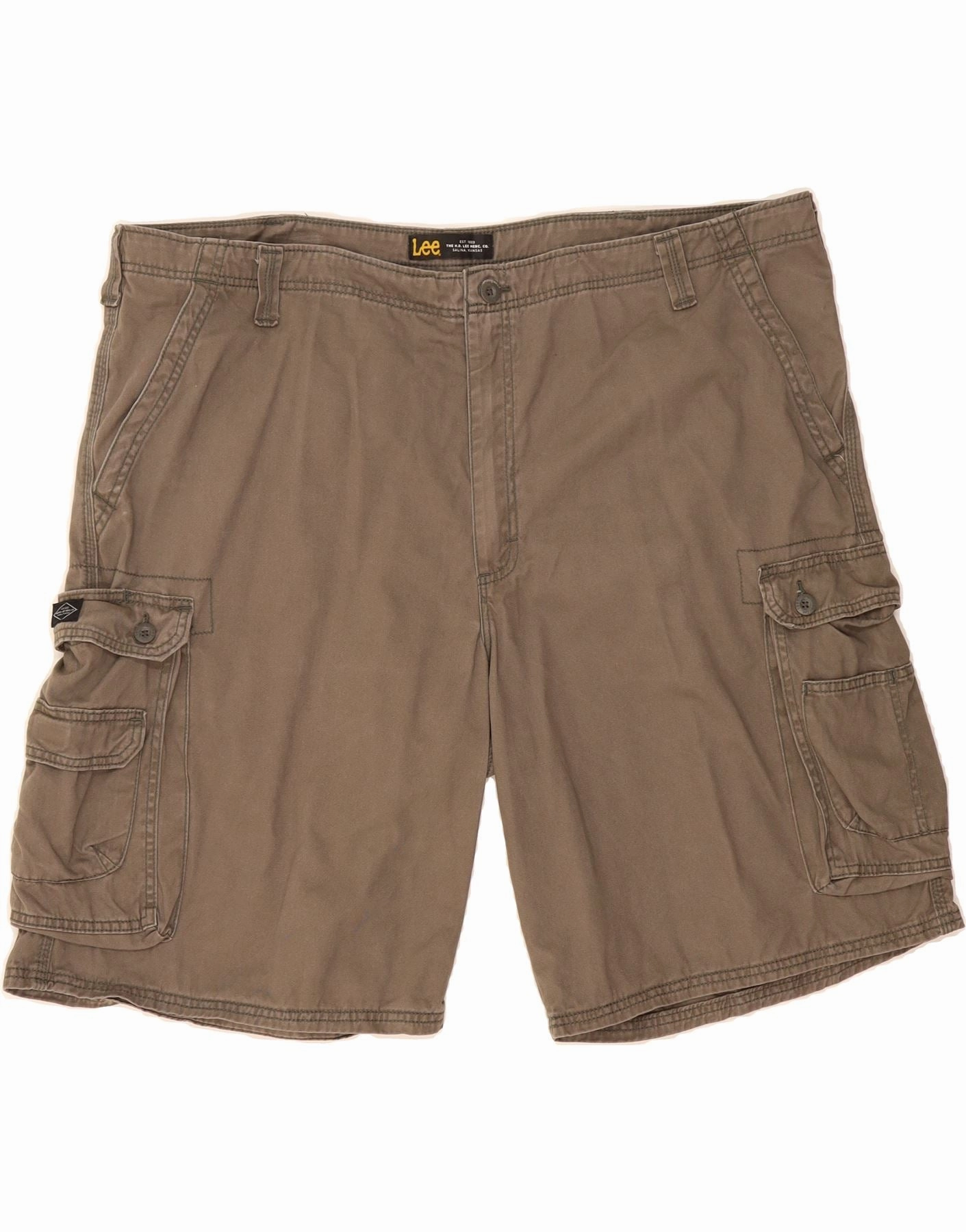 Slim Waistband LEE Mens Cargo Shorts W48 4XL Brown Cotton