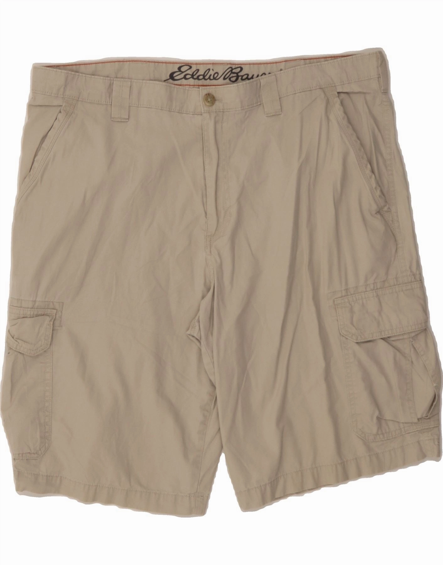 EDDIE BAUER Mens Cargo Shorts W40 XL Beige Cotton Athletic Comfort