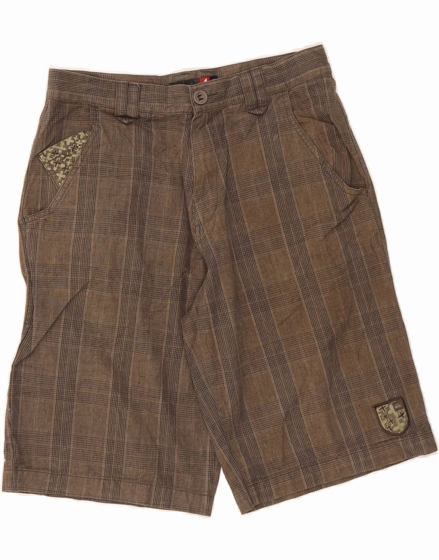 Athletic Vibe QUIKSILVER Mens Cargo Shorts Medium W32  Brown Check Cotton