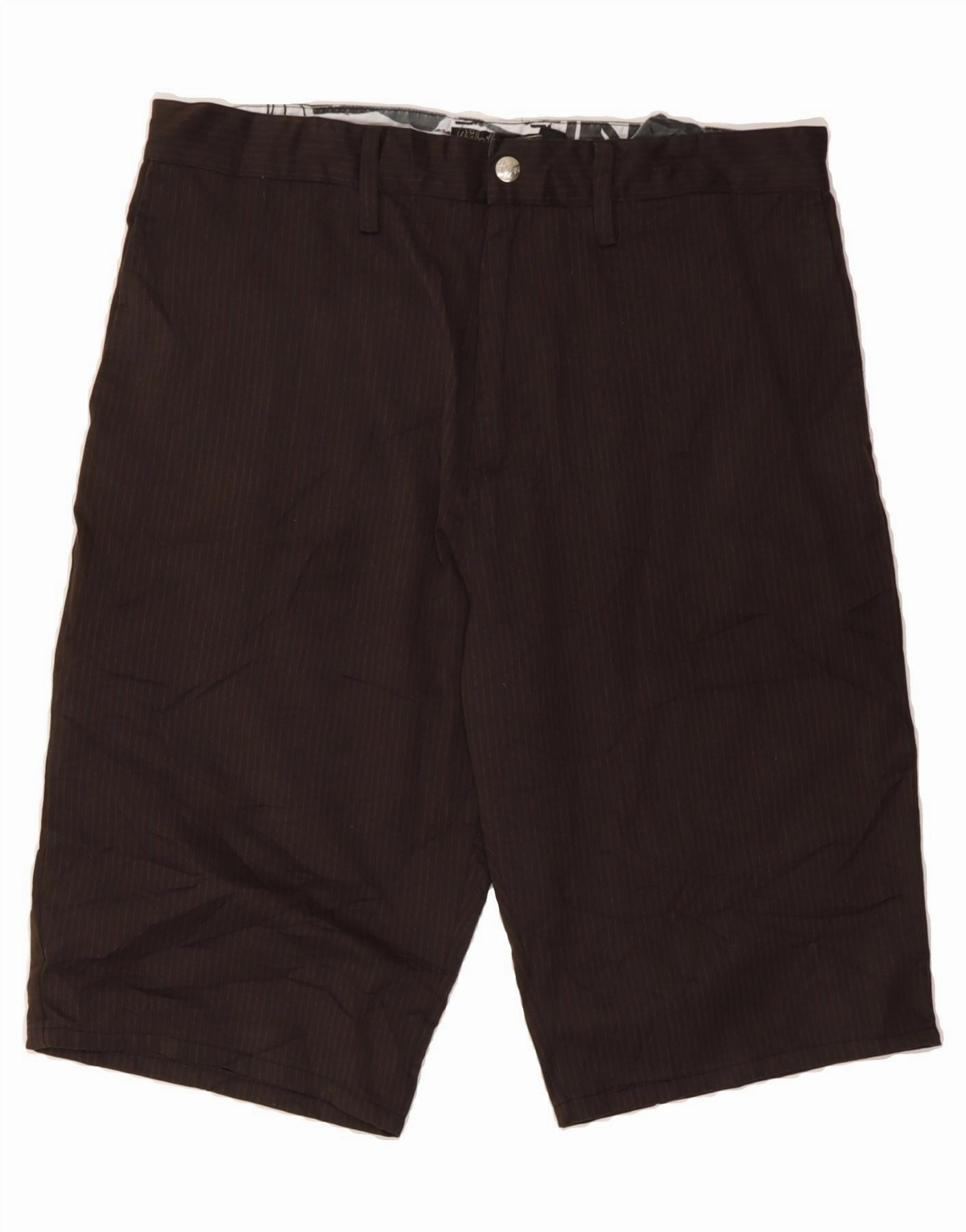 Cozy Look Simple Vibe QUIKSILVER Mens Cargo Shorts W34 Large Brown Pinstripe Polyester