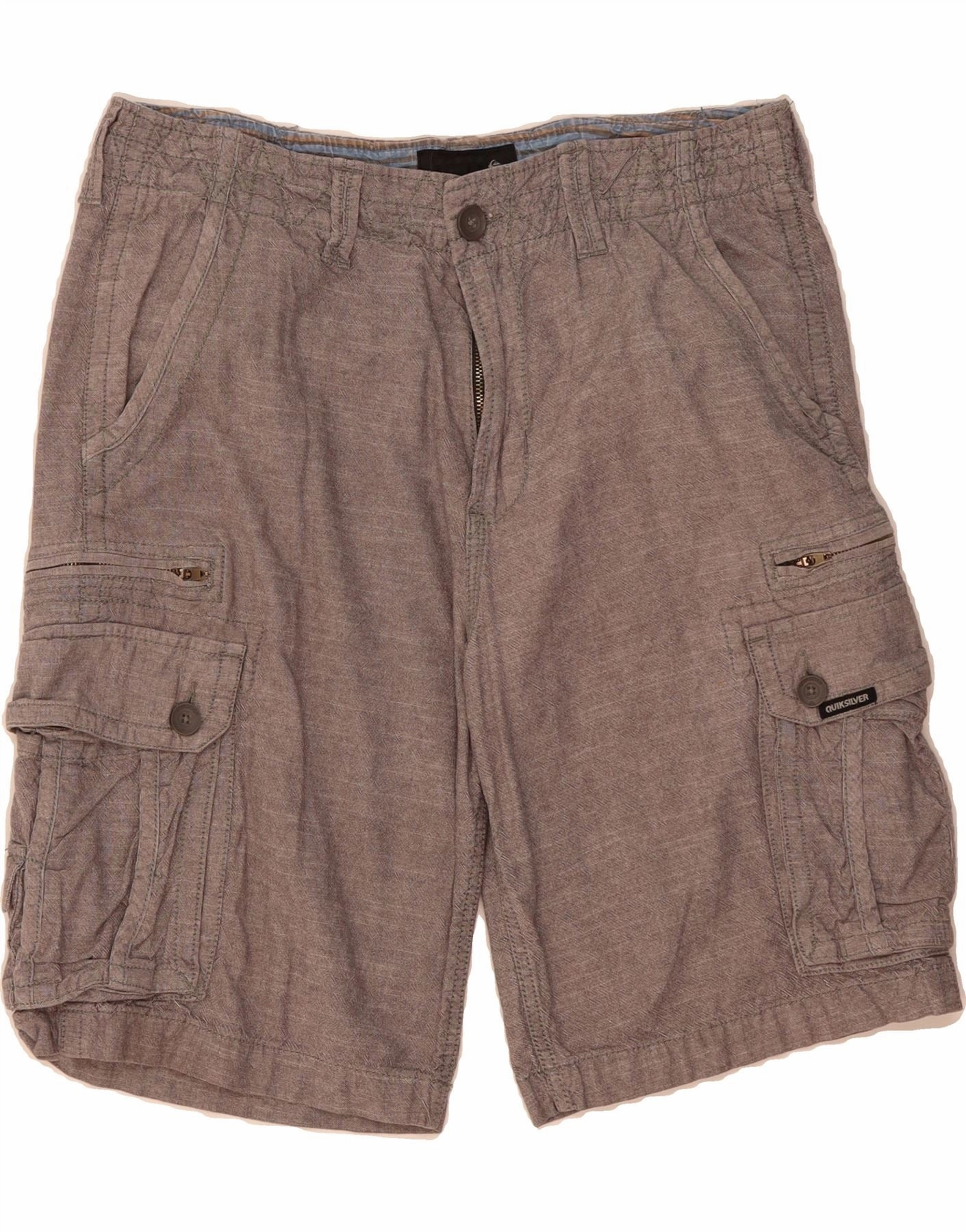 teenagers QUIKSILVER Mens Cargo Shorts W36 Large Grey Cotton