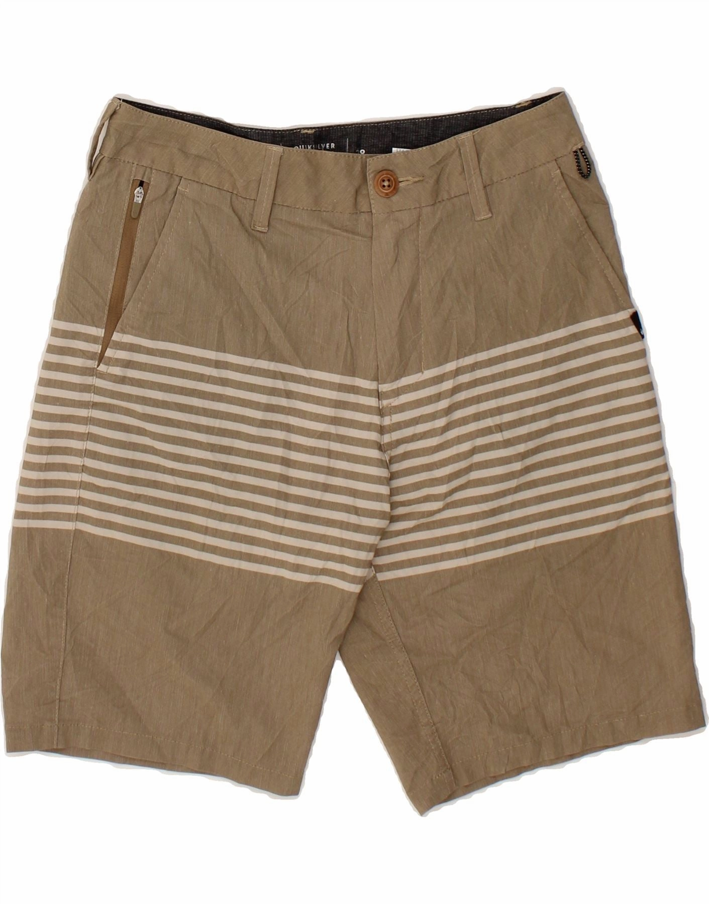 Anti Pilling Surface Active Life QUIKSILVER Mens Chino Shorts W28 Small  Grey Striped Polyester