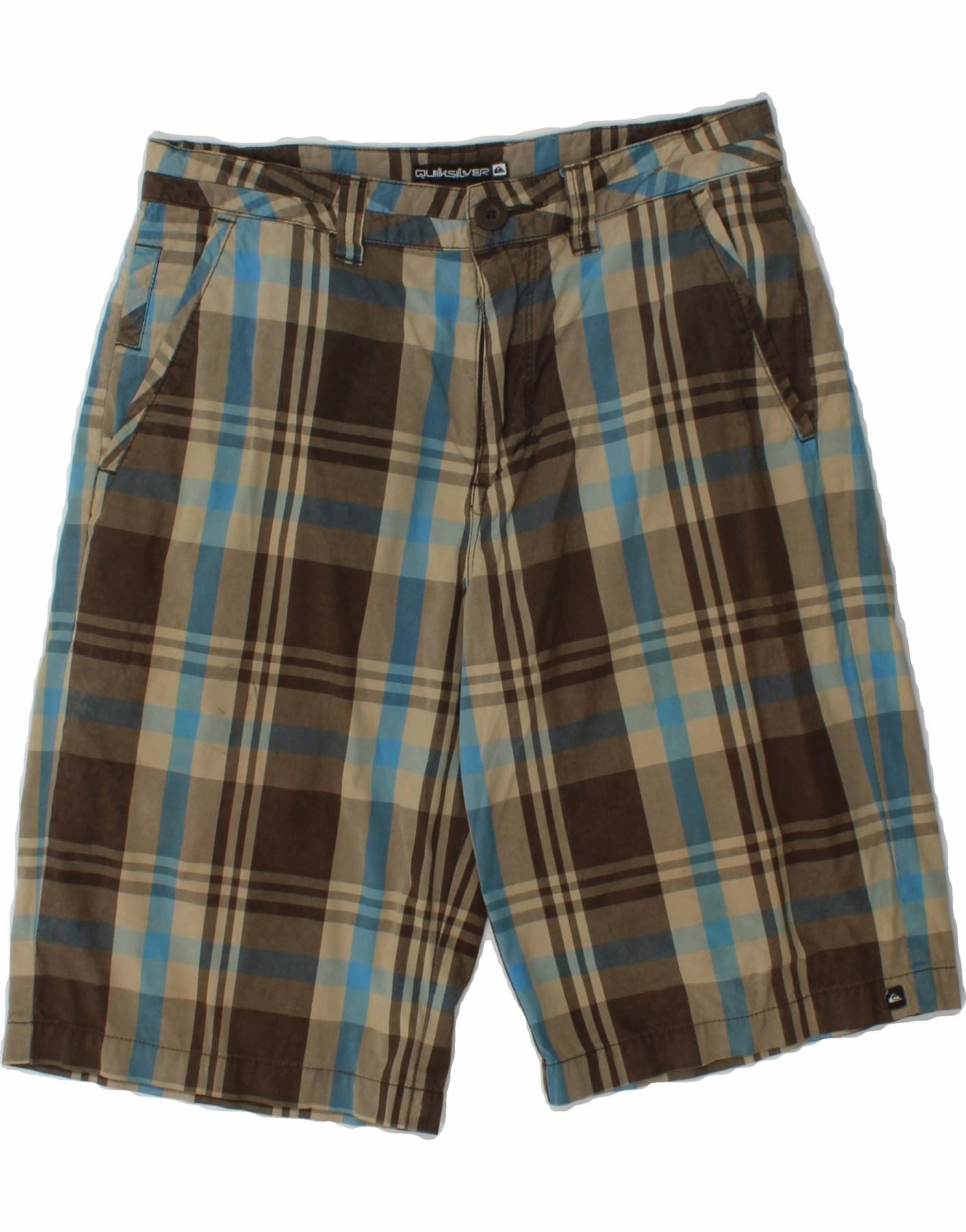 Warm Season QUIKSILVER Mens Chino Shorts W29 Small Brown Check Cotton