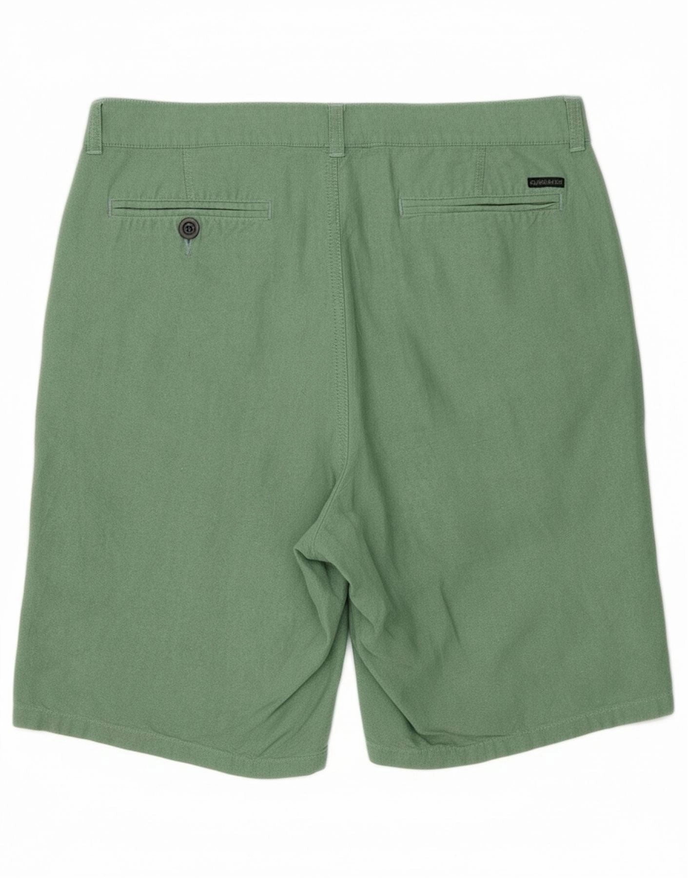 QUIKSILVER Mens Chino Shorts W32 Medium  Green Cotton All Day Quick Release Fasteners