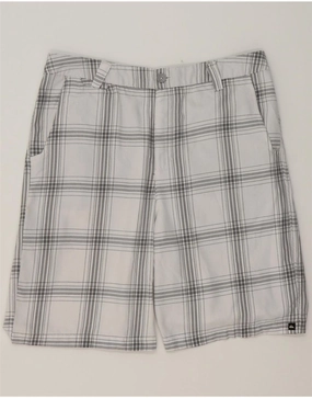 QUIKSILVER Mens Chino Shorts W36 Large White Check Polyester Core Stretch