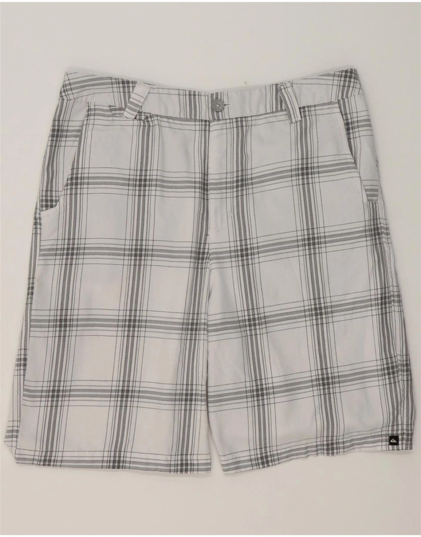 QUIKSILVER Mens Chino Shorts W36 Large White Check Polyester Core Stretch