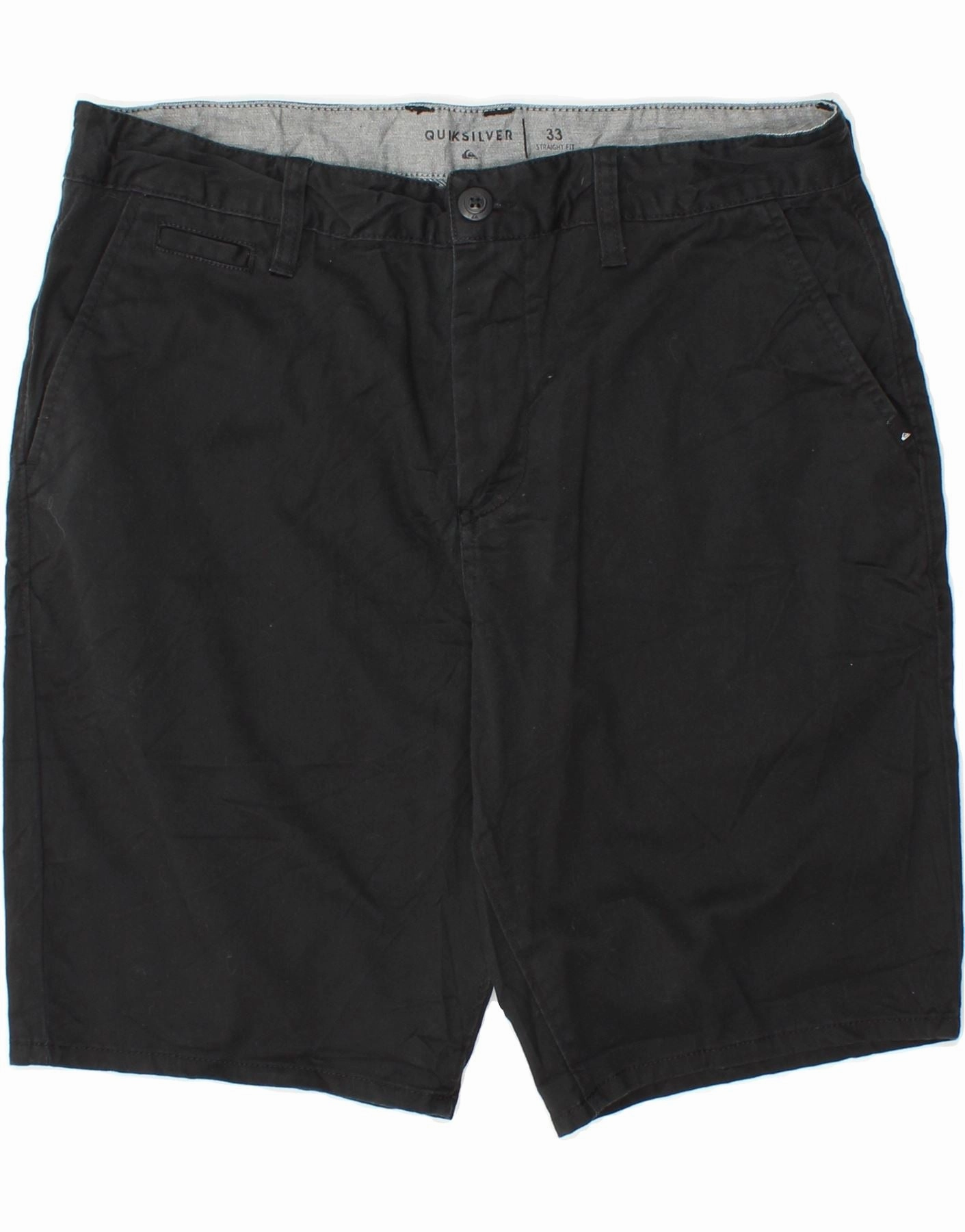 QUIKSILVER Mens Straight Fit Chino Shorts W33 Medium Black Cotton Stretch Design