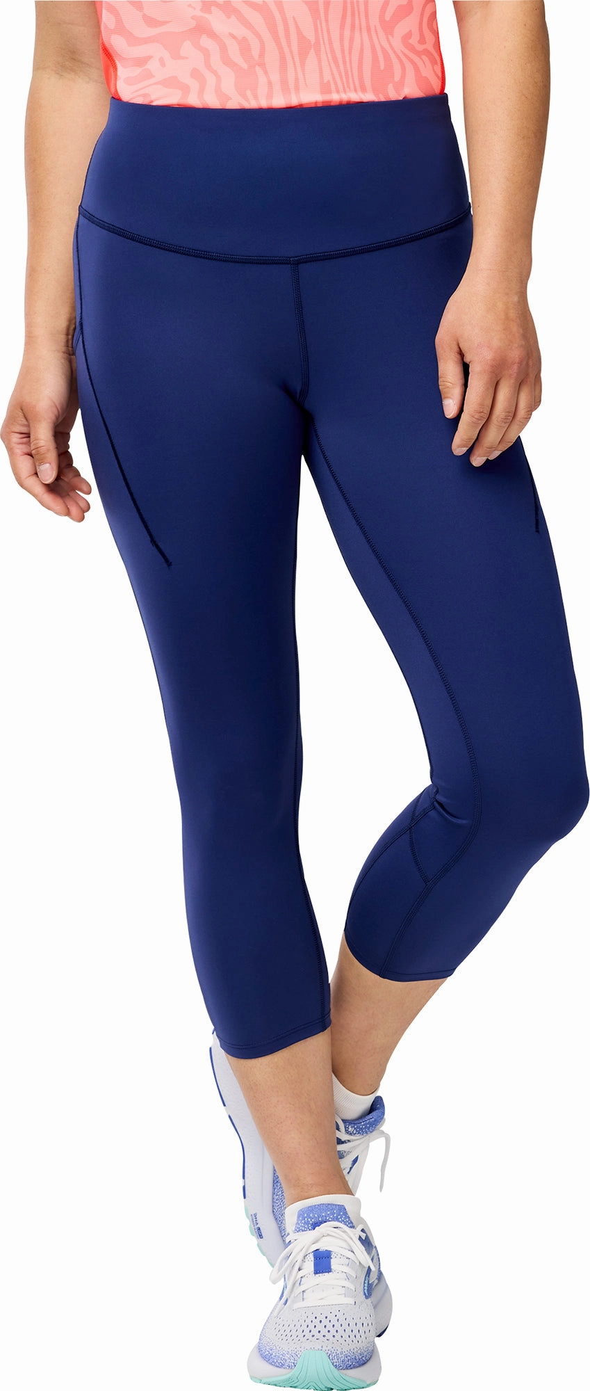 Soft Touch Travel Enthusiast Squat Proof Fabric Brooks Spark Womens 3/4 Capri Running Tights - Blue