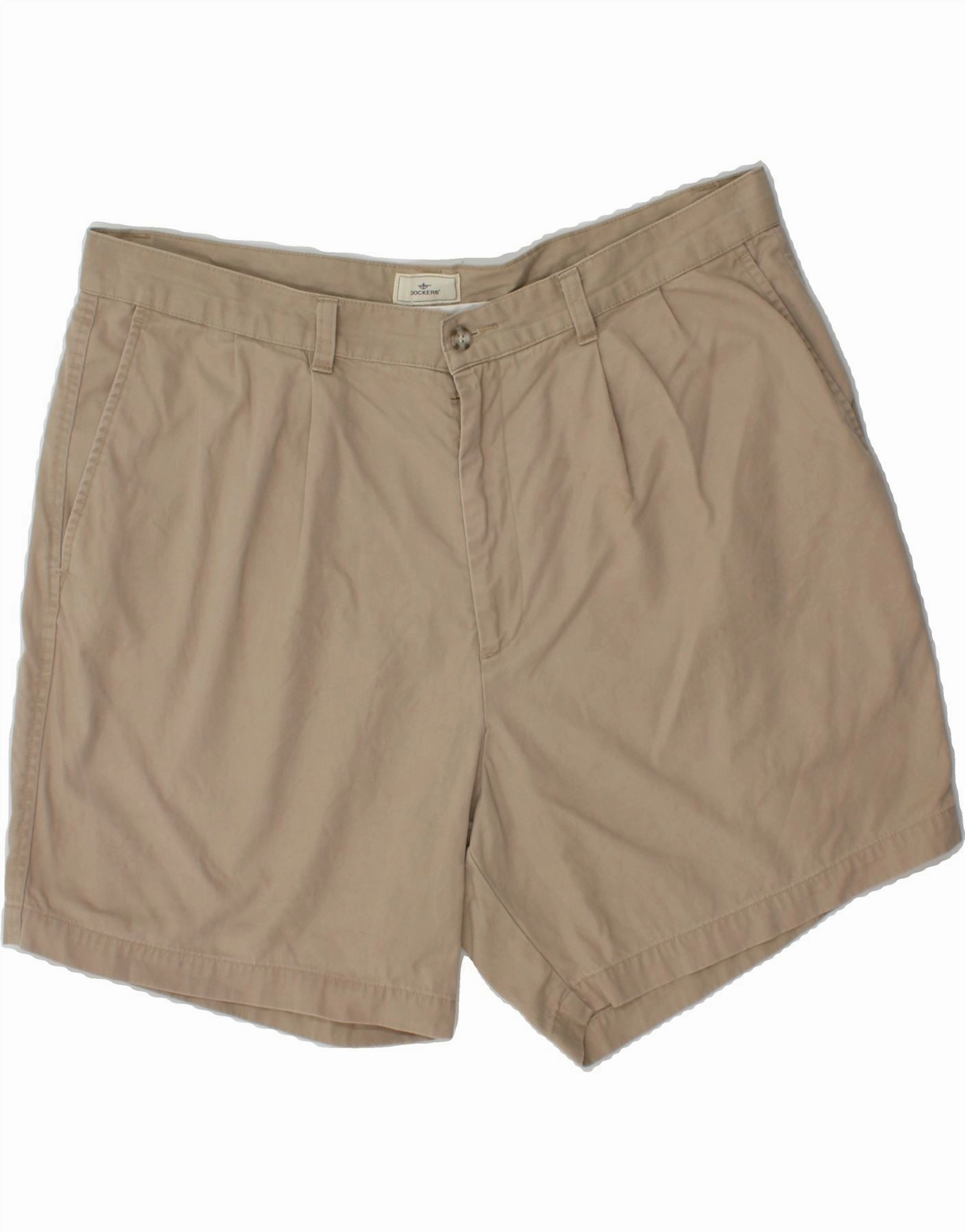 DOCKERS Mens Relaxed Fit Chino Shorts W38 XL Beige Cotton Quick Dry Fabric