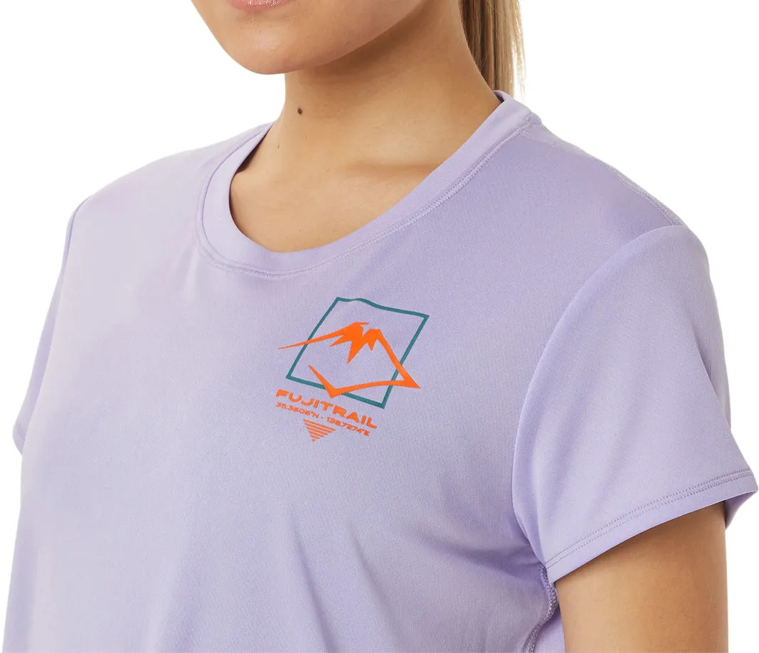 Asics FujiTrail Logo Short Sleeve Womens Running Top - Purple VintageWash