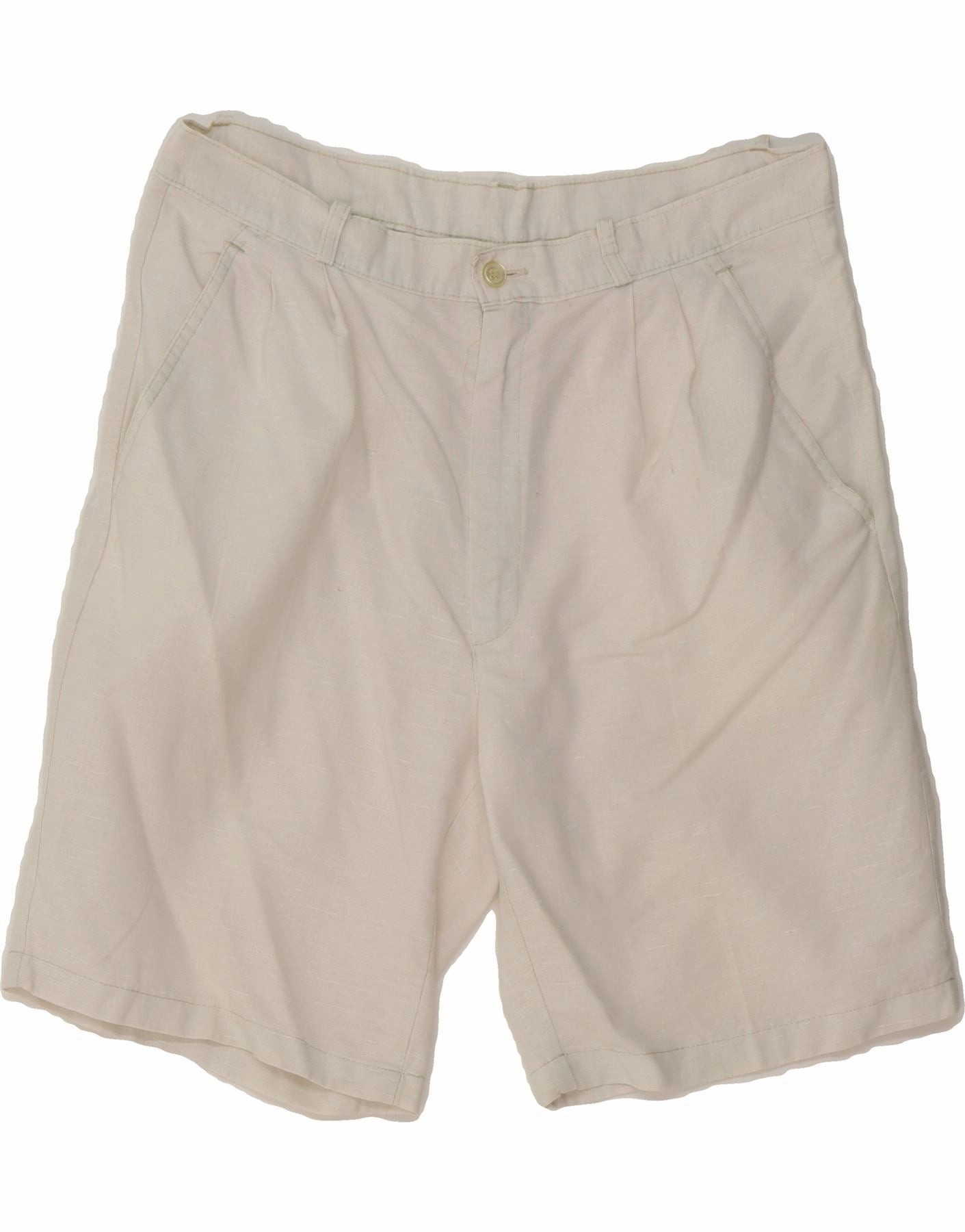 Flexible Waist fade resistant color VINTAGE Mens Chino Shorts W32 Medium  White