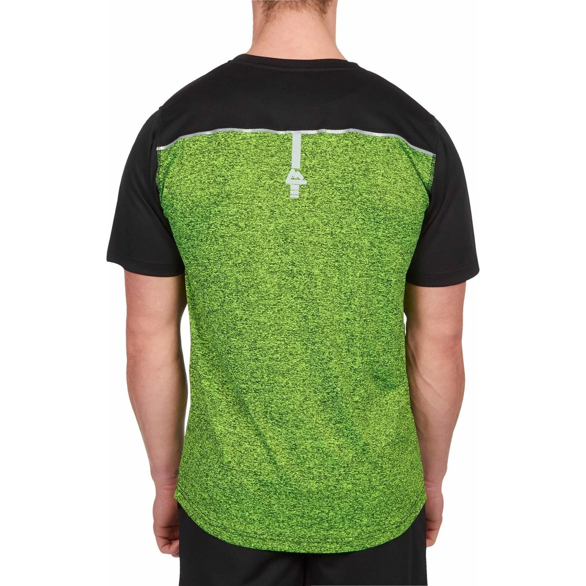 Red Tag Activewear Reflective Short Sleeve Mens Running Top - Black Feminine Fit