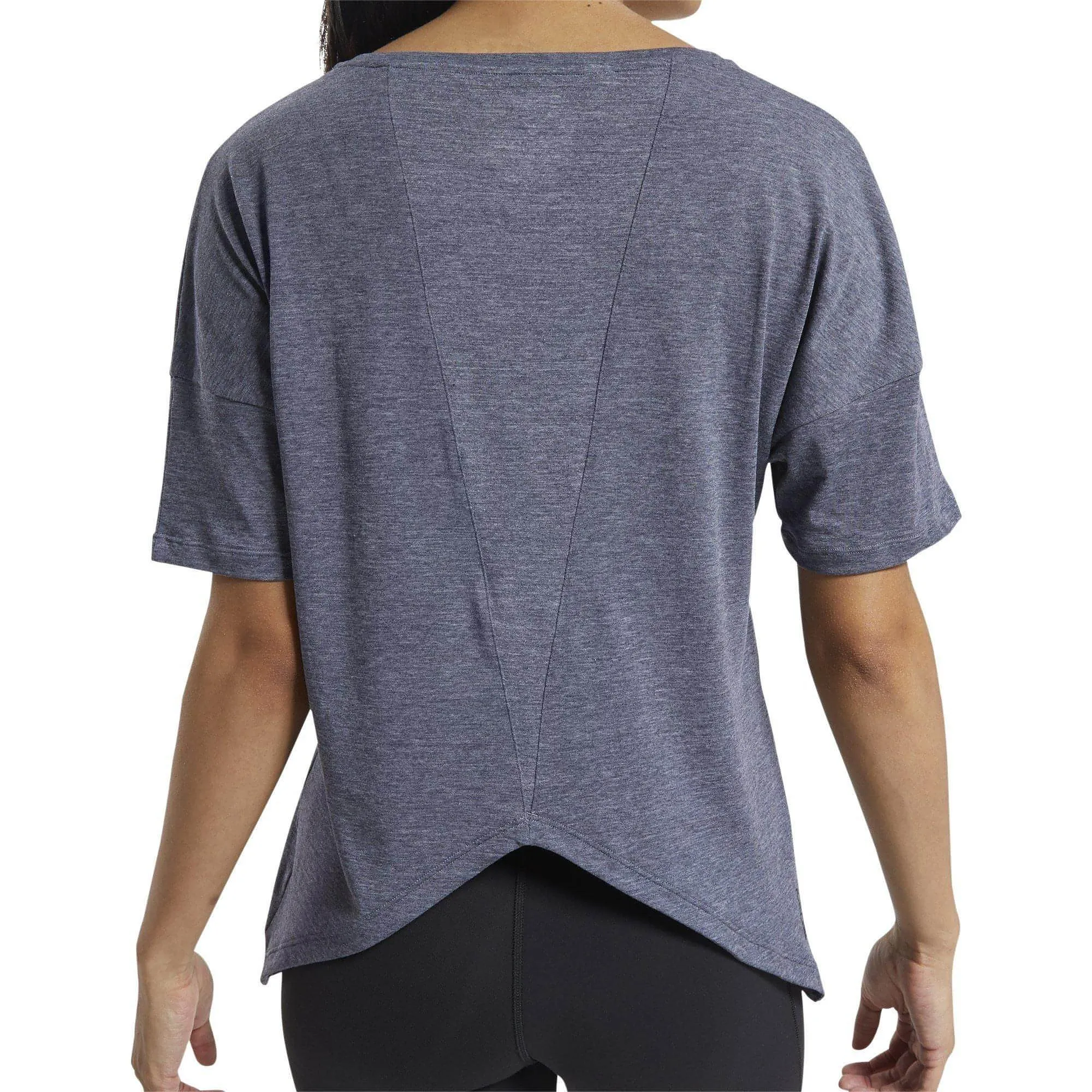 Reebok ActivChill   Cotton Short Sleeve Womens Training Top - Navy Circular Knit Design