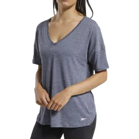Reebok ActivChill   Cotton Short Sleeve Womens Training Top - Navy quick-drying Odor Resistant Material