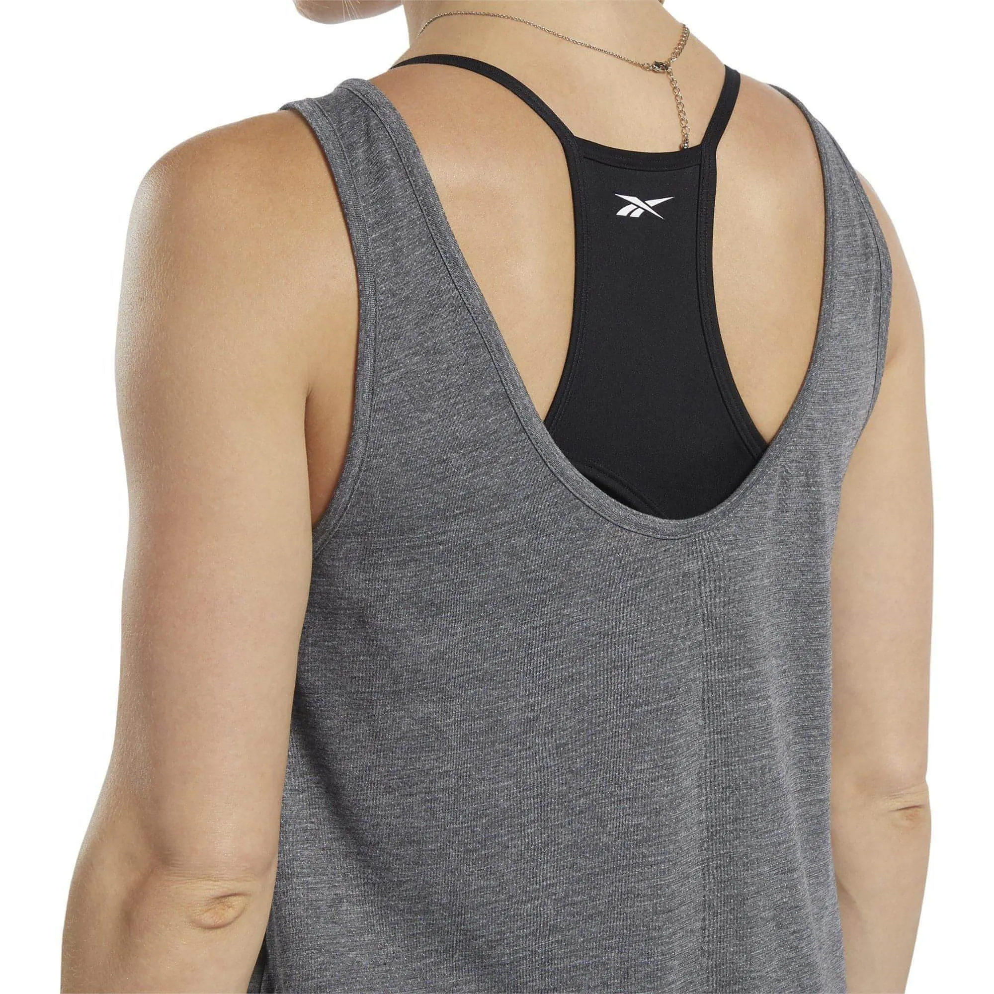 Layered Look Cool and Comfortable Reebok ActivChill   Cotton Womens Training Vest Tank Top - Grey