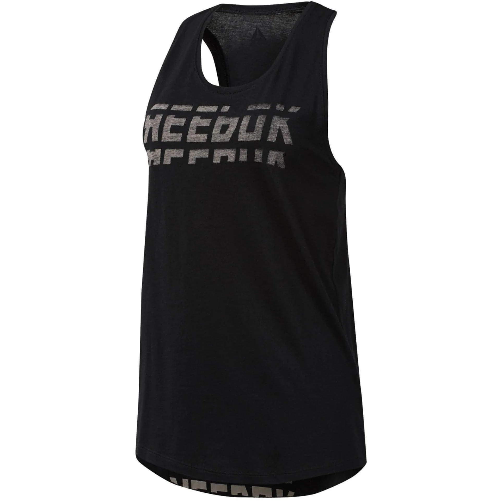 Reebok Workout Ready Meet You There Womens Training Vest Tank Top - Black Drop Shoulder Design