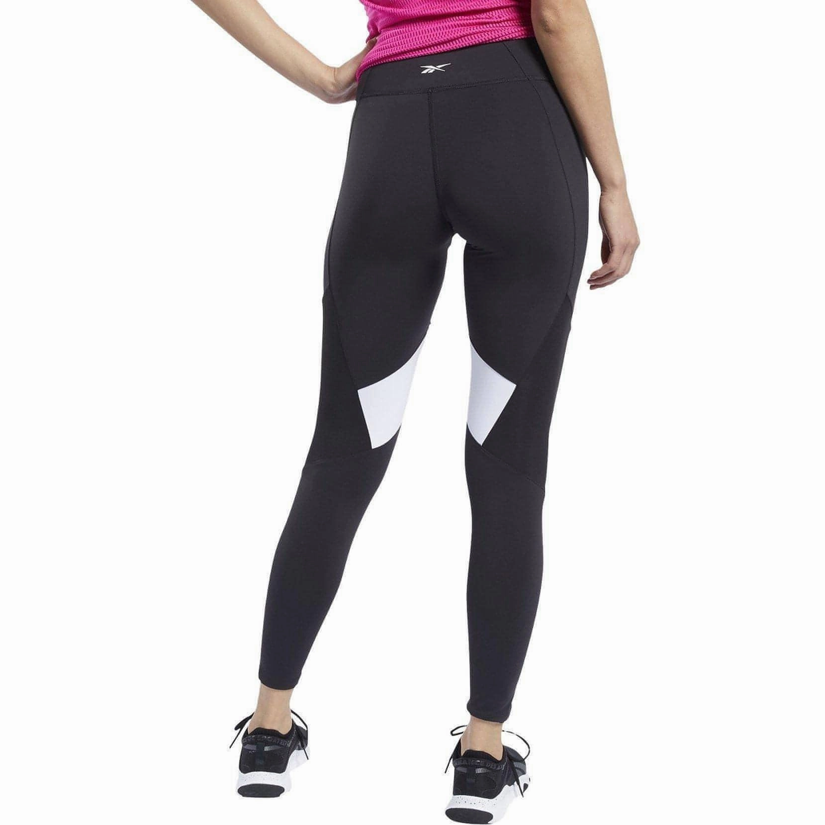 Reebok Lux 2.0 Mid Rise Womens Long Training Tights - Black Supportive Fit