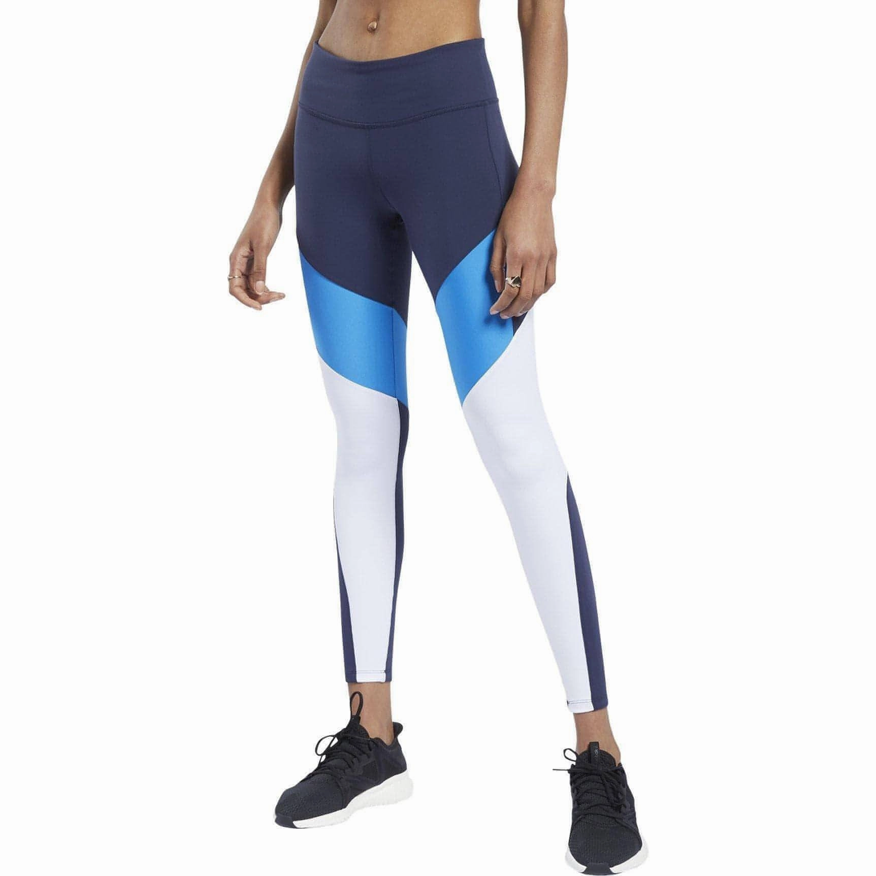 Sculpting Fit Reebok Lux 2.0 Mid Rise Womens Long Training Tights - Blue