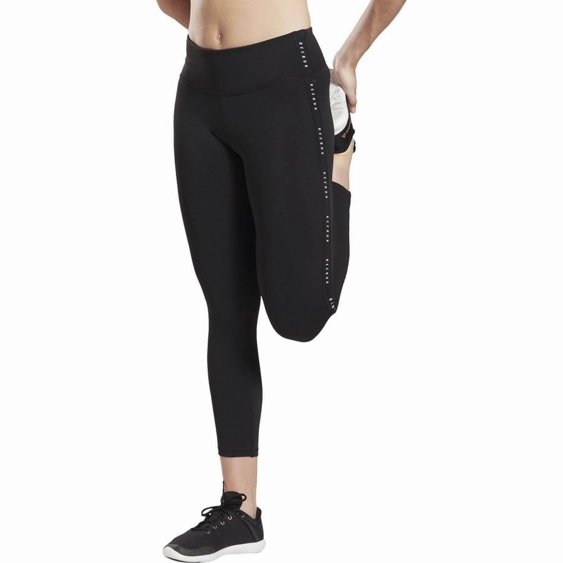 Outdoor Lover Extra Soft Reebok Studio Lux 2.0 High Rise Womens 7/8 Training Tights - Black
