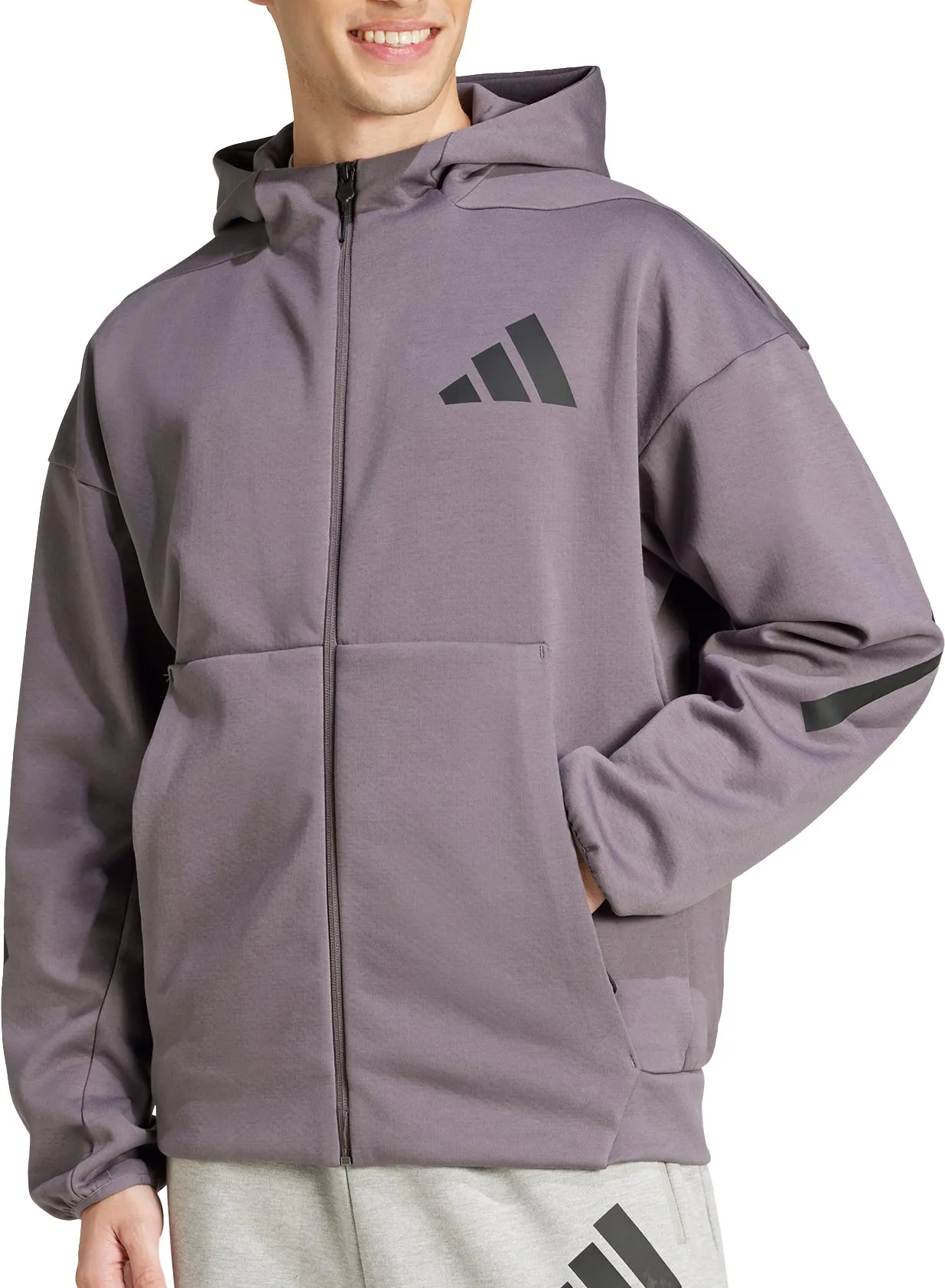 adidas Z.N.E Mens Training Track Jacket - Grey DualVentilation Zippers Articulated Sleeve Cut
