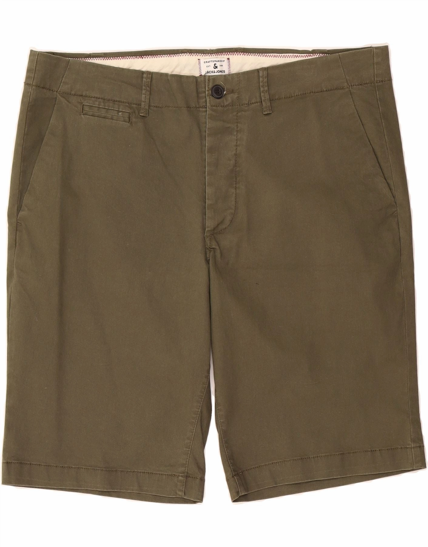 JACK & JONES Mens Regular Chino Shorts XL W38 Khaki Cotton Eco Friendly Material