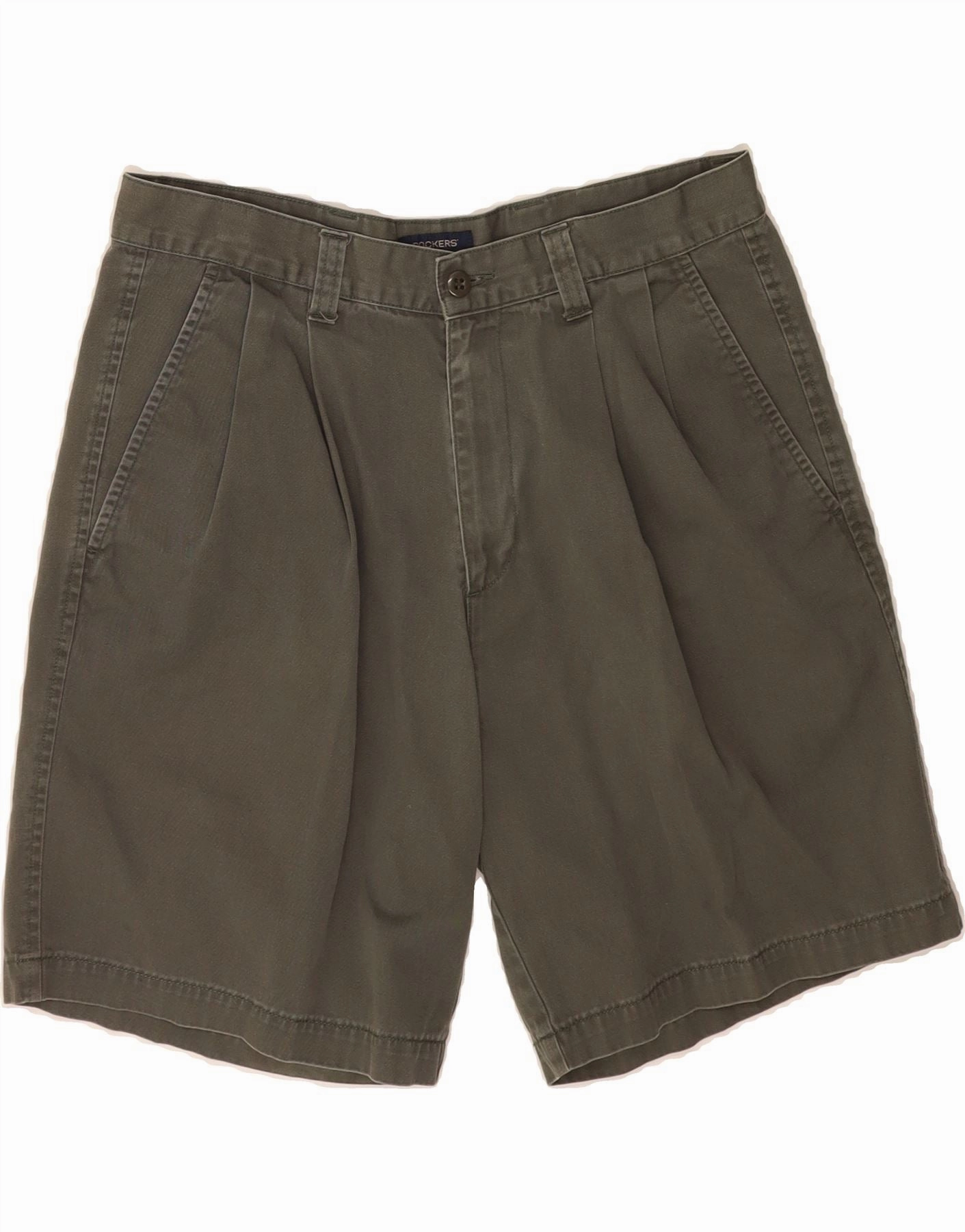 DOCKERS Mens Pegged Chino Shorts W32 Medium Green Cotton Midweight Texture Classic Fit