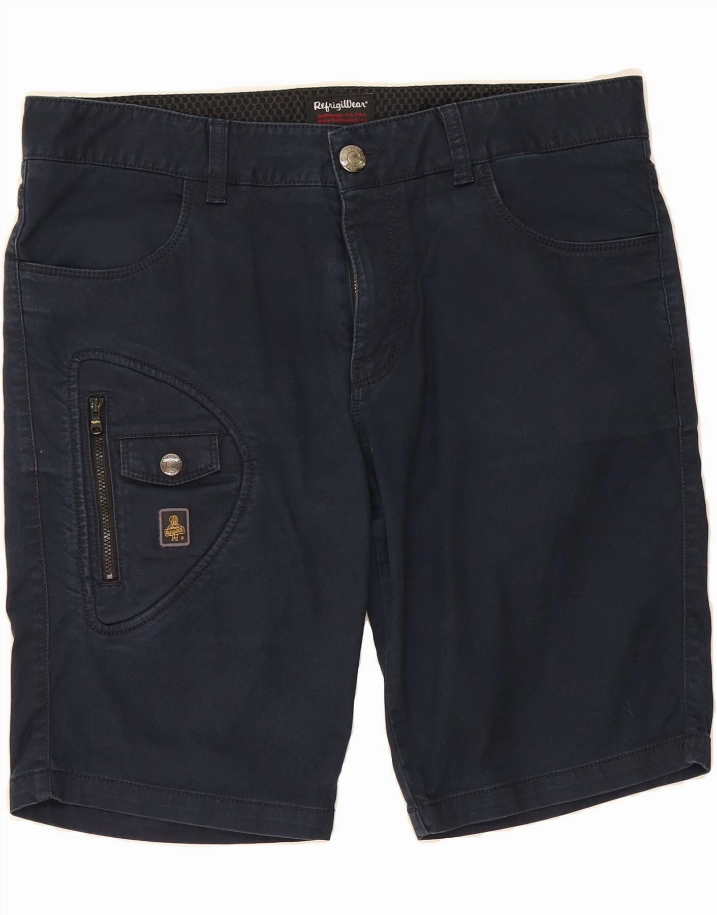 All Day Comfort Fit REFRIGIWEAR Mens Casual Shorts W33 Medium Navy Blue Cotton