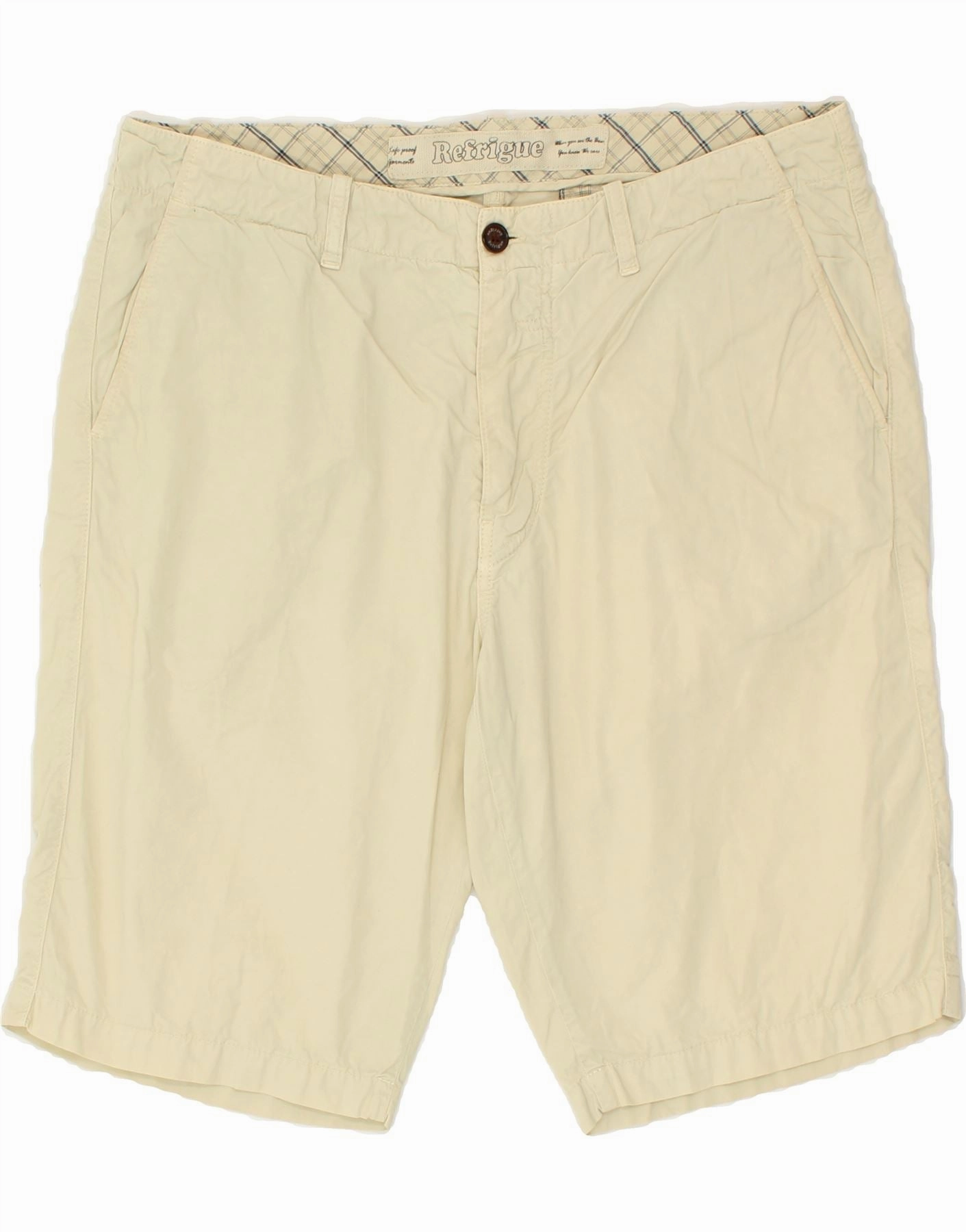 REFRIGUE Mens Chino Shorts IT 54 2XL W36  Beige Cotton Stretch Wear Day Wear
