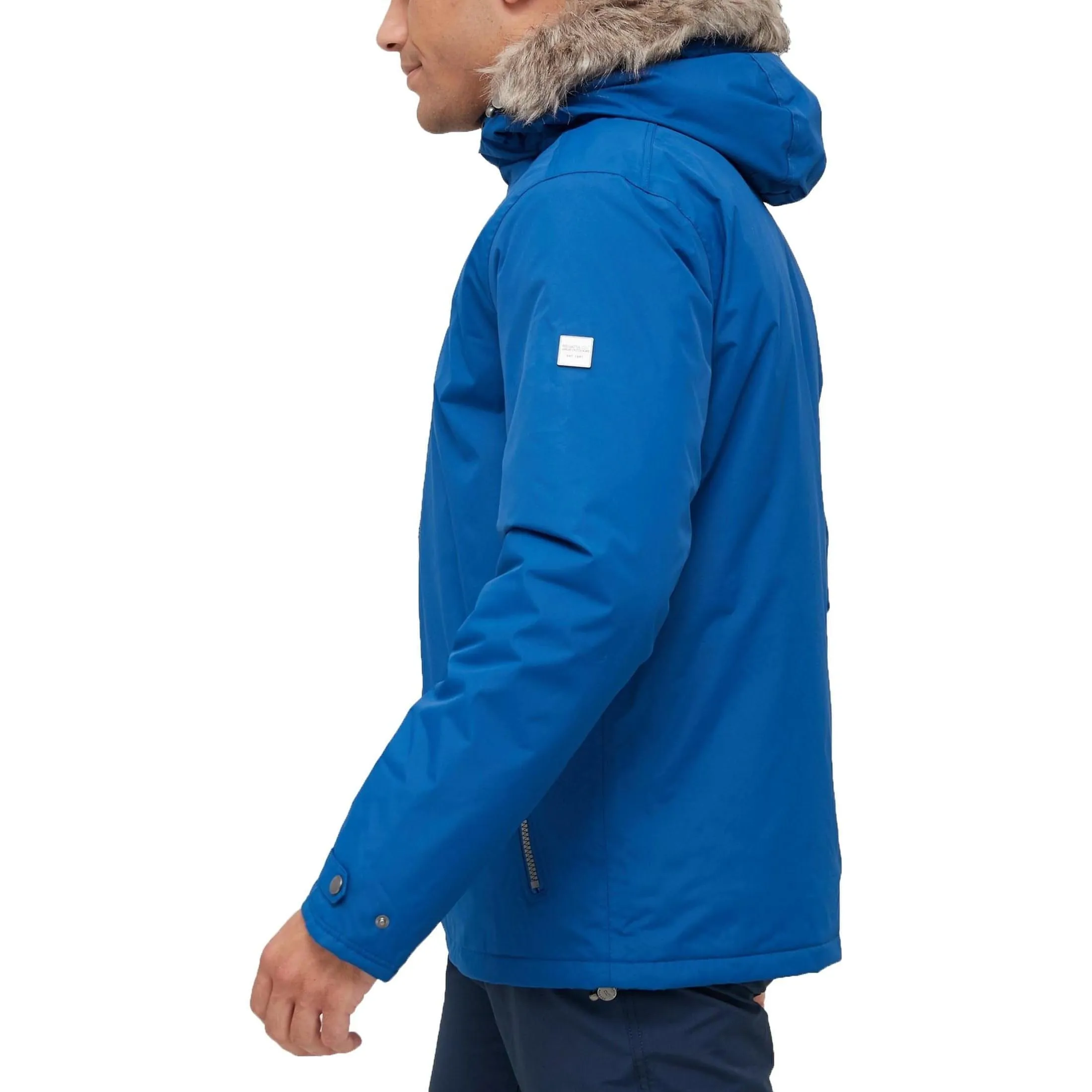 Regatta Haig Mens Waterproof Jacket - Blue Storm Resistant Closure
