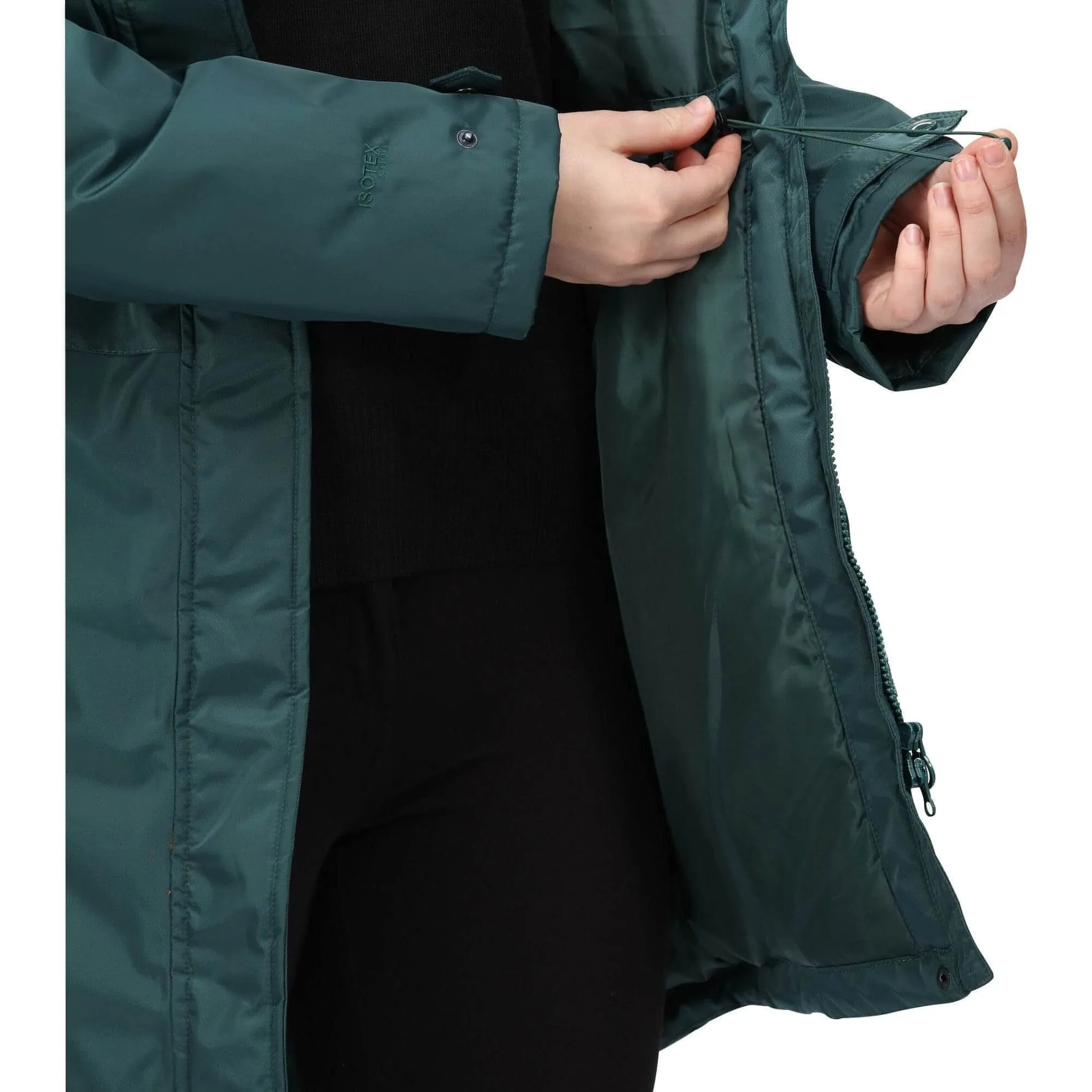 Regatta Lexis Waterproof Insulated Womens Parka Jacket - Green cruelty - free Non Restrictive Collar
