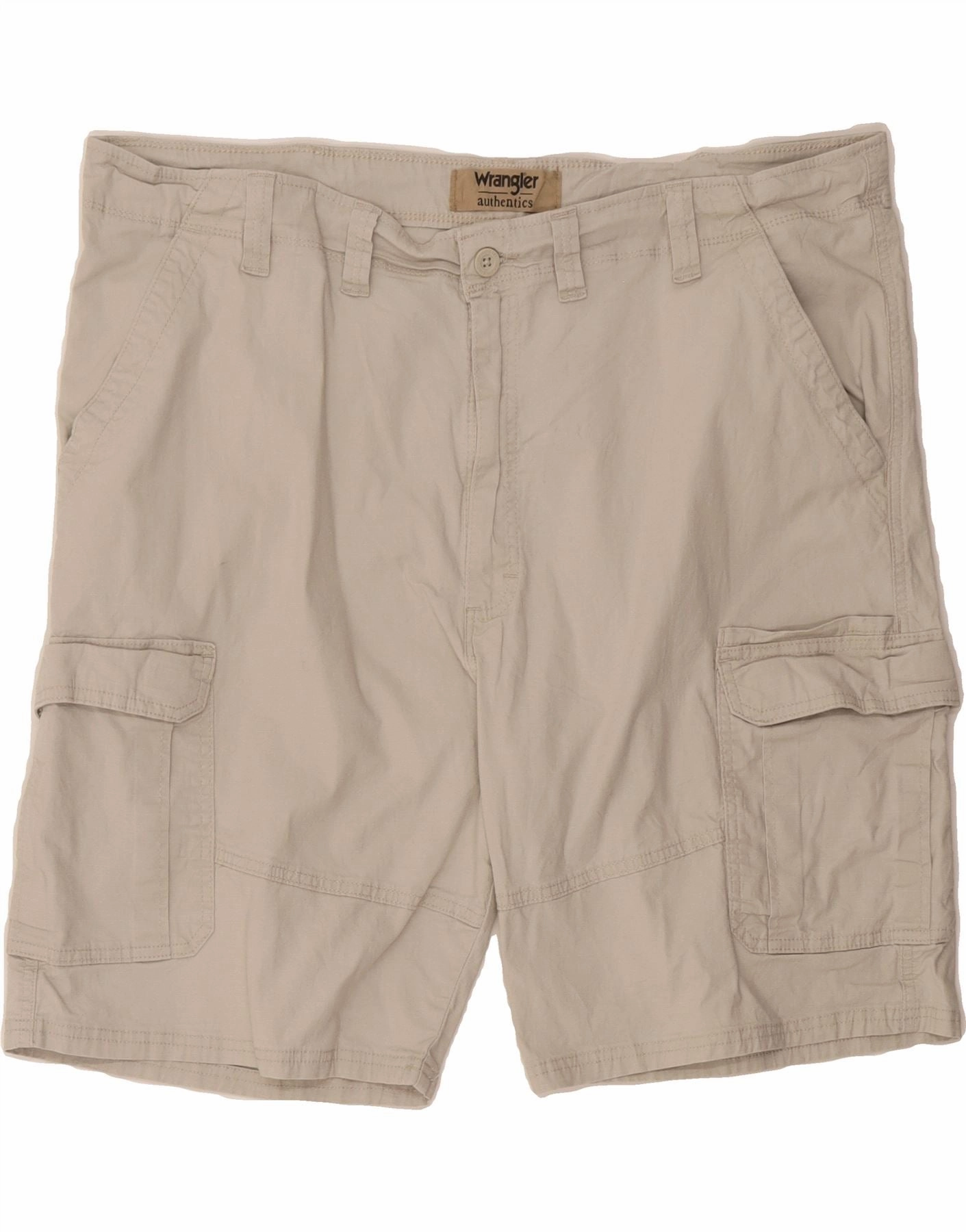Moisture Wicking Fabric WRANGLER Mens Cargo Shorts W44 2XL Beige Striped Cotton