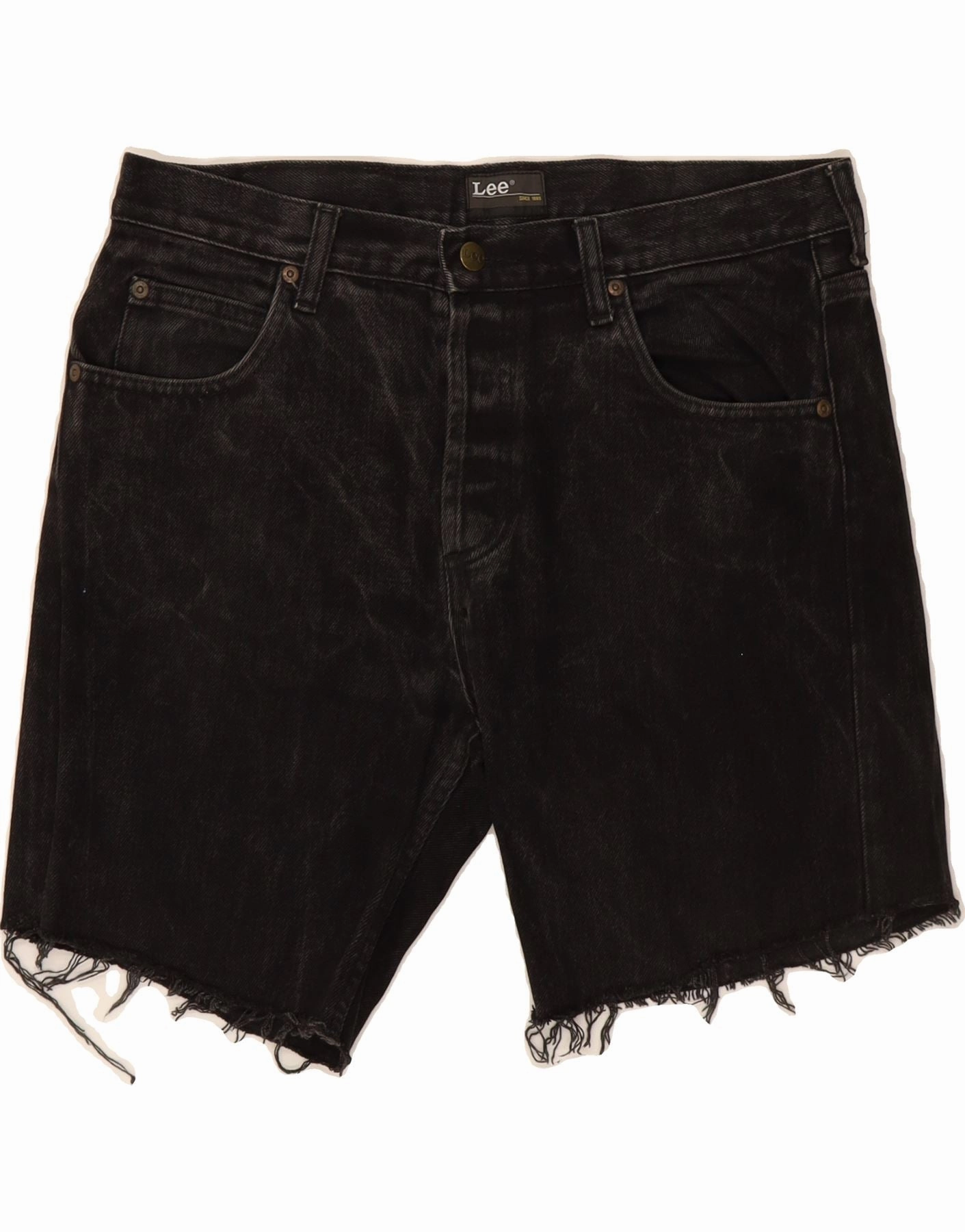 LEE Mens Seattle Denim Shorts W33 Medium Black Cotton high waisted Beach Comfort