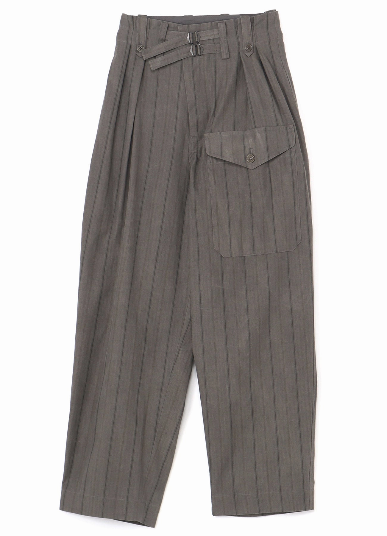 COTTON STRIPE INK DYED GURKHA PANTS elastic waistband