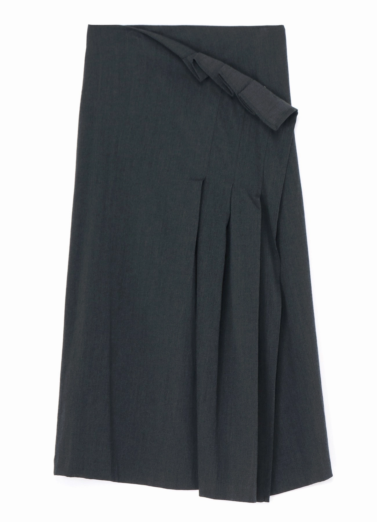 WRINKLED WOOL/RAYON TWILL PLEATED WRAP SKIRT Easy Care Fabric Finish Light Flex