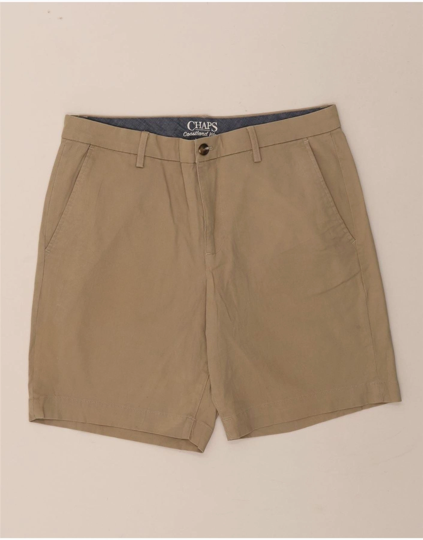 Stain Release Finish CHAPS Mens Chino Shorts W33 Medium Beige Cotton