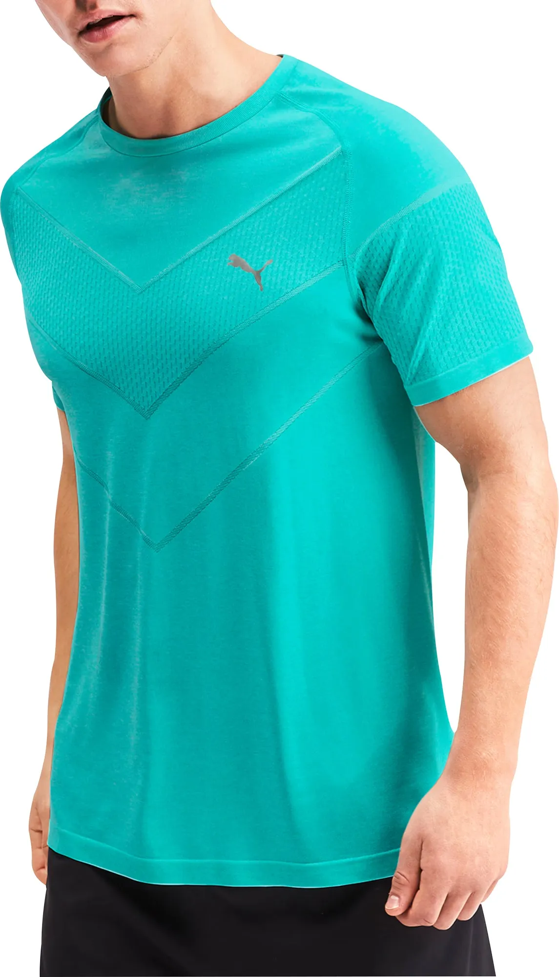 Puma Reactive evoKNIT Short Sleeve Mens Training Top - Blue Seasonal Wear Fun and Playful
